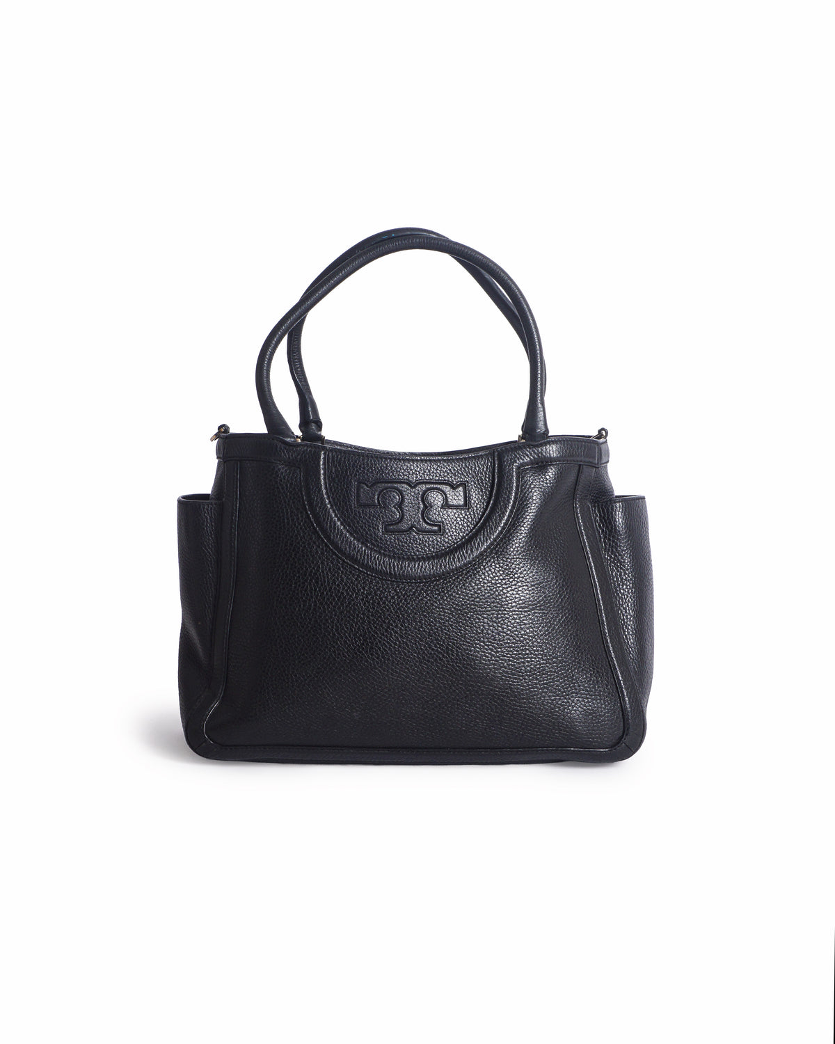 Tory Burch Black Pebbled Leather Tote Bag