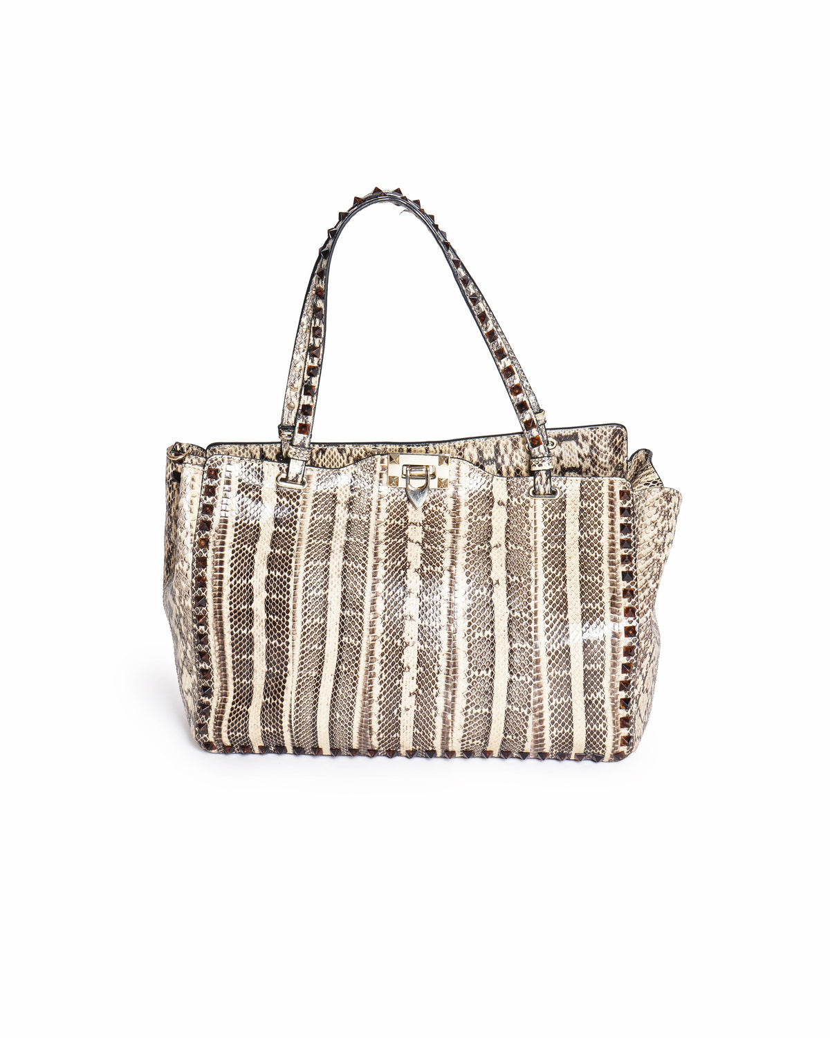 Valentino Rockstud Python Leather Satchel Multicolour