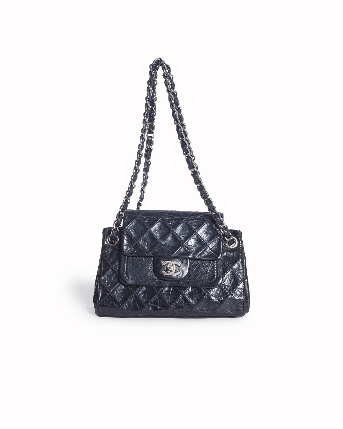 Chanel Black Calfskin Quilted CC Turn-Lock Shoulder Bag