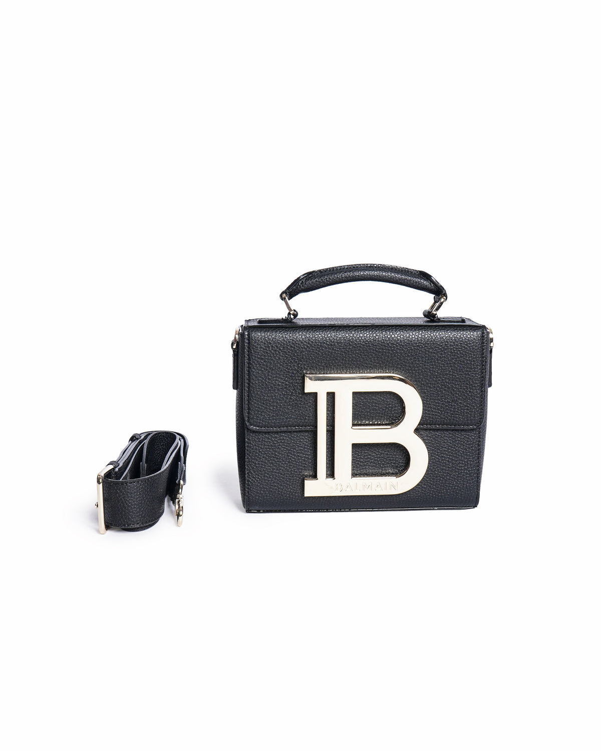 Balmain B-Buzz Grained Leather Crossbody Bag