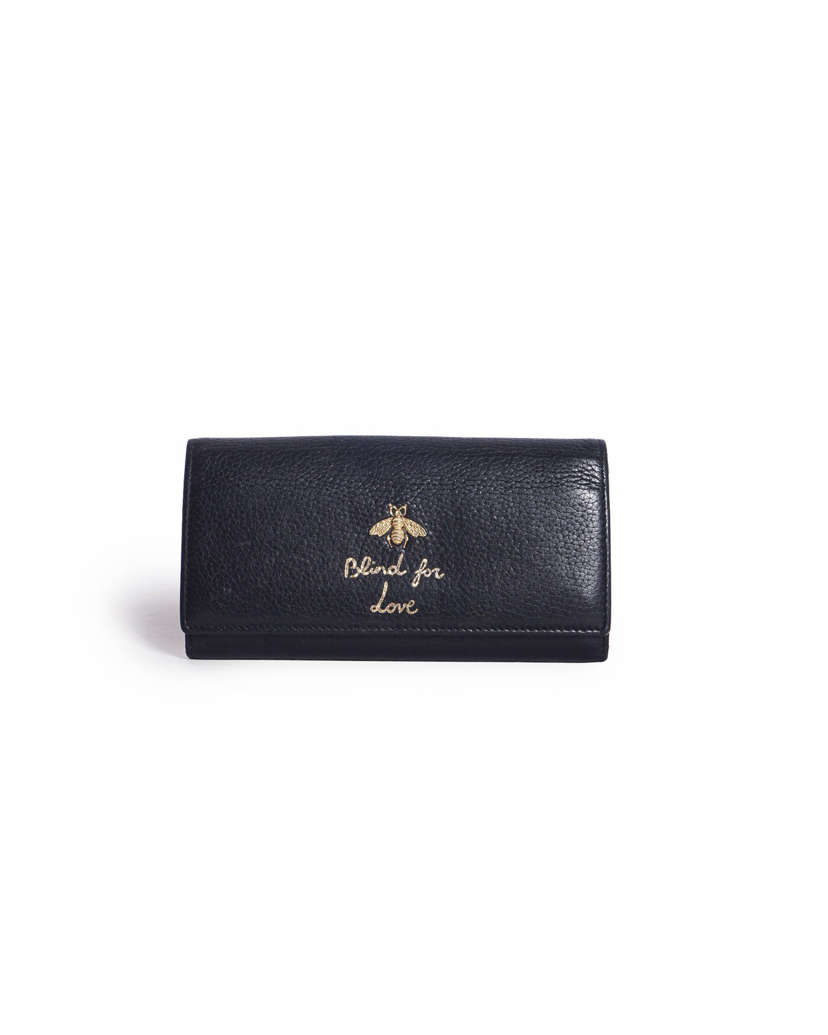Gucci Black Leather Animalier Continental Wallet