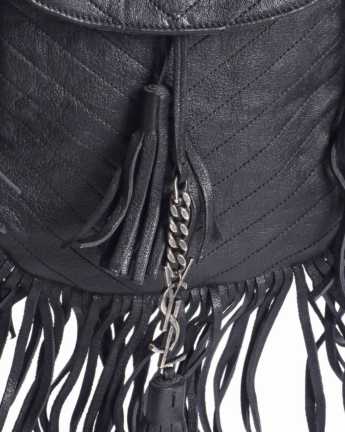 Saint Laurent Black Leather Fringe Small Anita Crossbody Bag