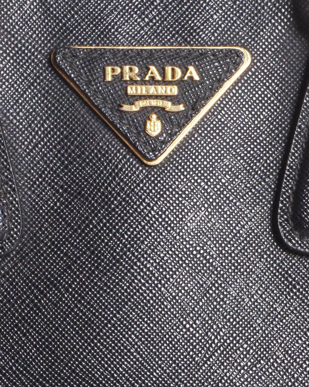 Prada Black & White Saffiano Leather Galleria Tote
