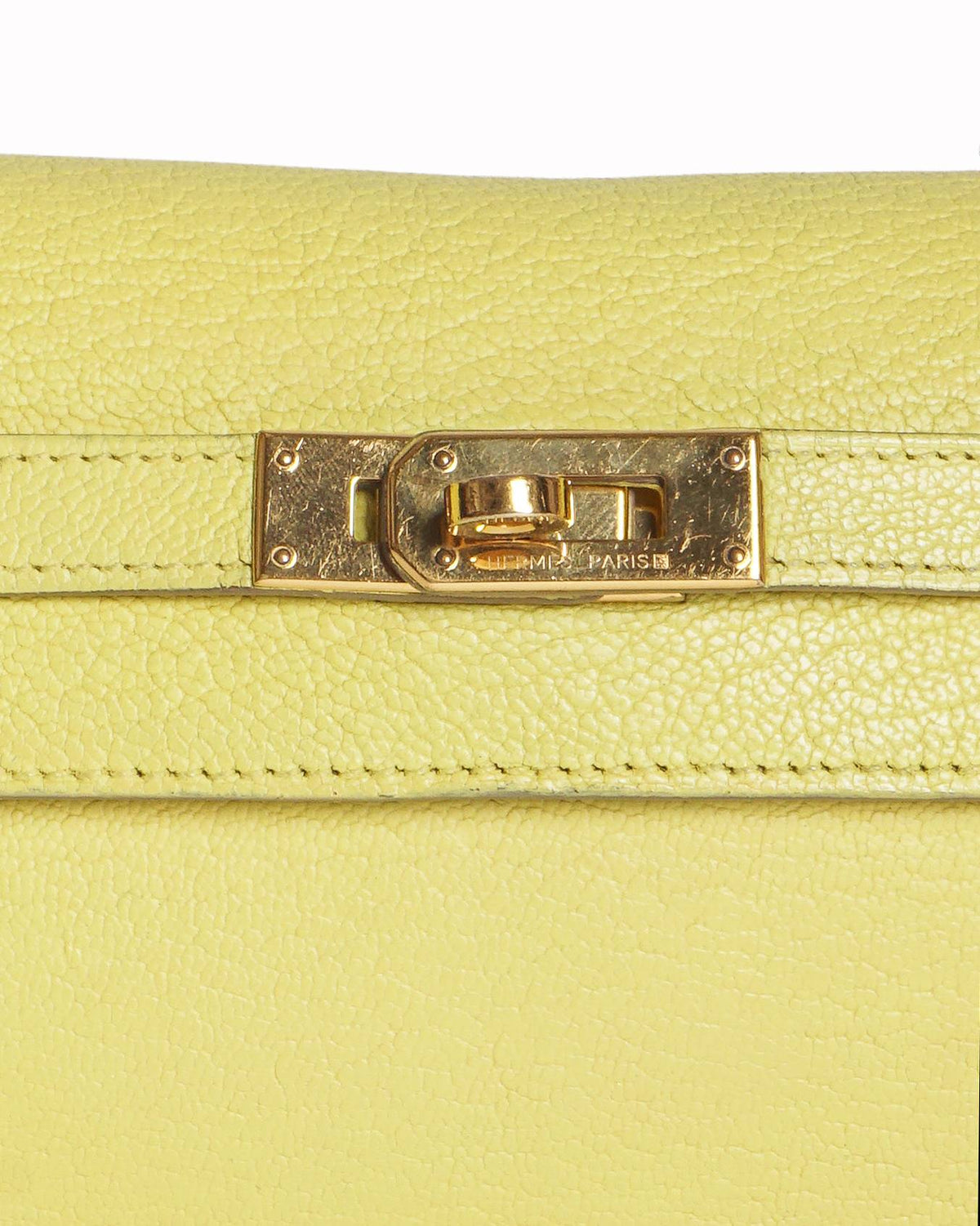 Hermès Kelly Wallet To Go Lime Chèvre Leather Gold Hardware