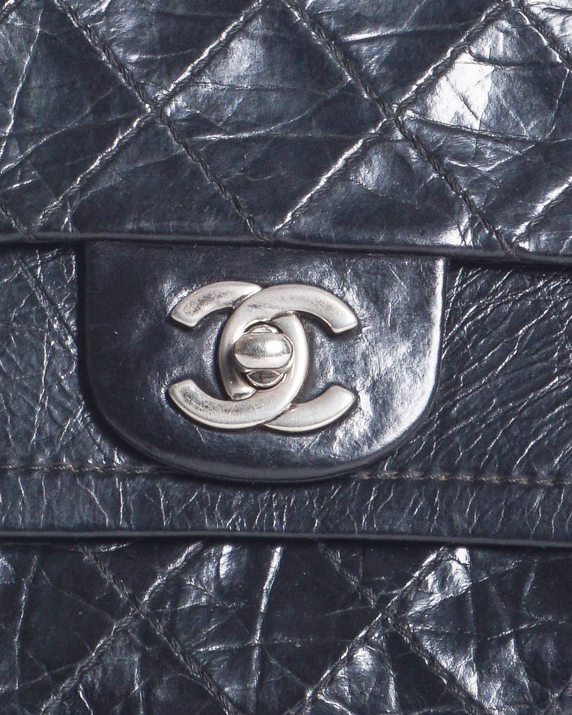 Chanel Black Calfskin Quilted CC Turn-Lock Shoulder Bag