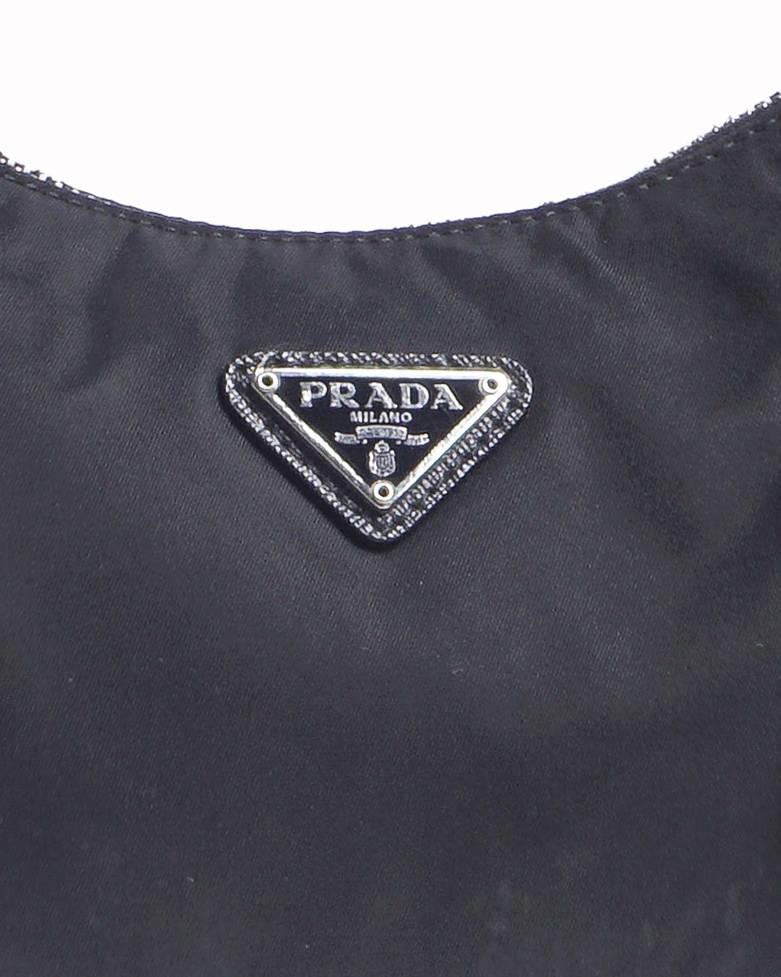 Prada Black Tessuto Nylon Re-Edition Hobo Shoulder Bag