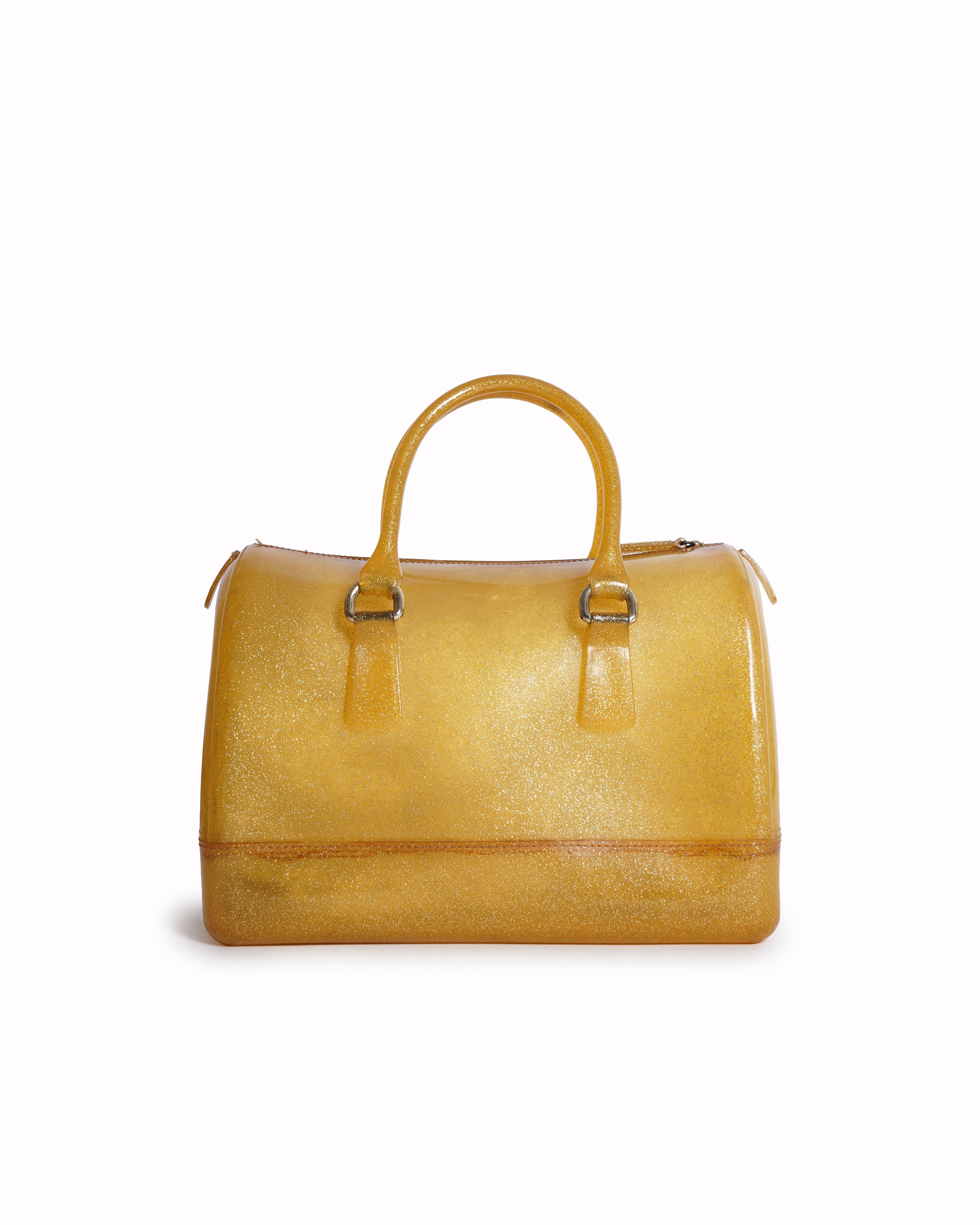 Furla yellow glitter jelly candy handbag