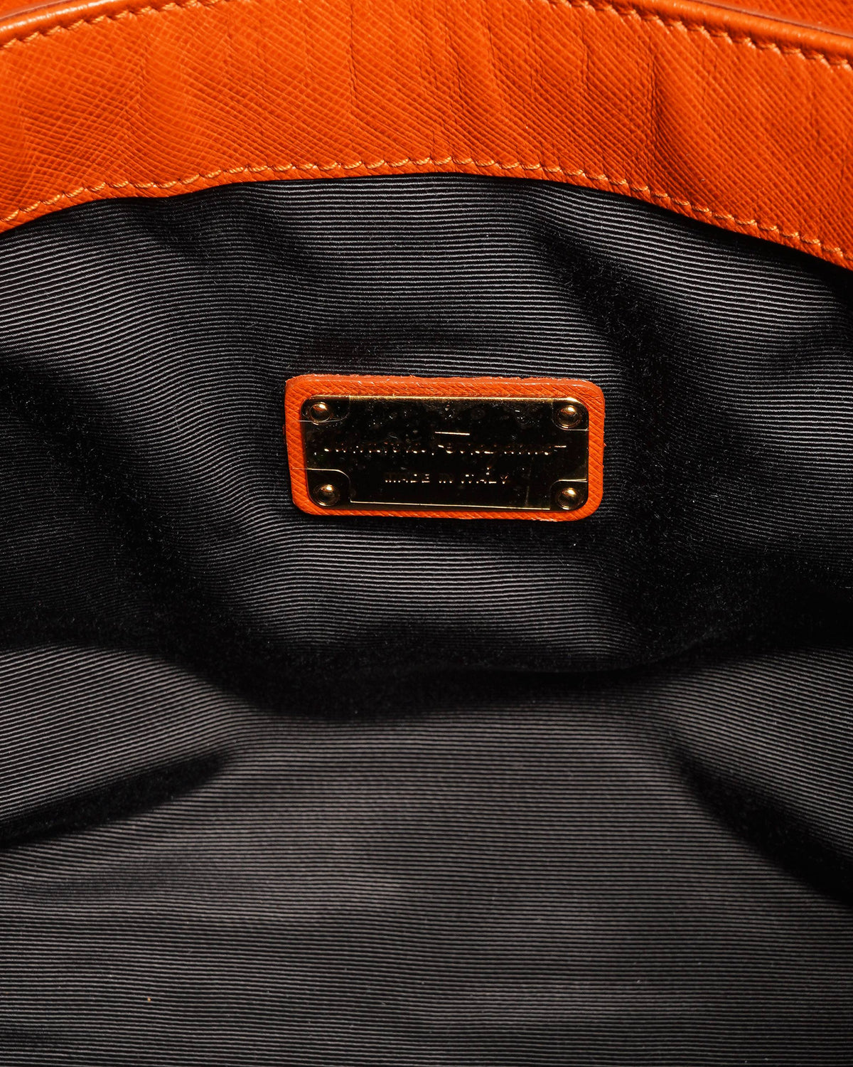 Salvatore Ferragamo orange nylon leather gancini tote bag