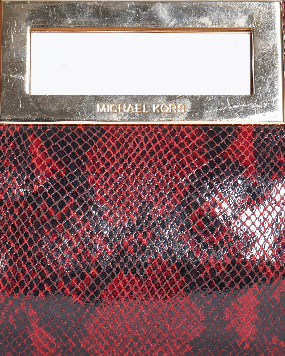 Michael Kors Berkley Python-Embossed Leather Clutch