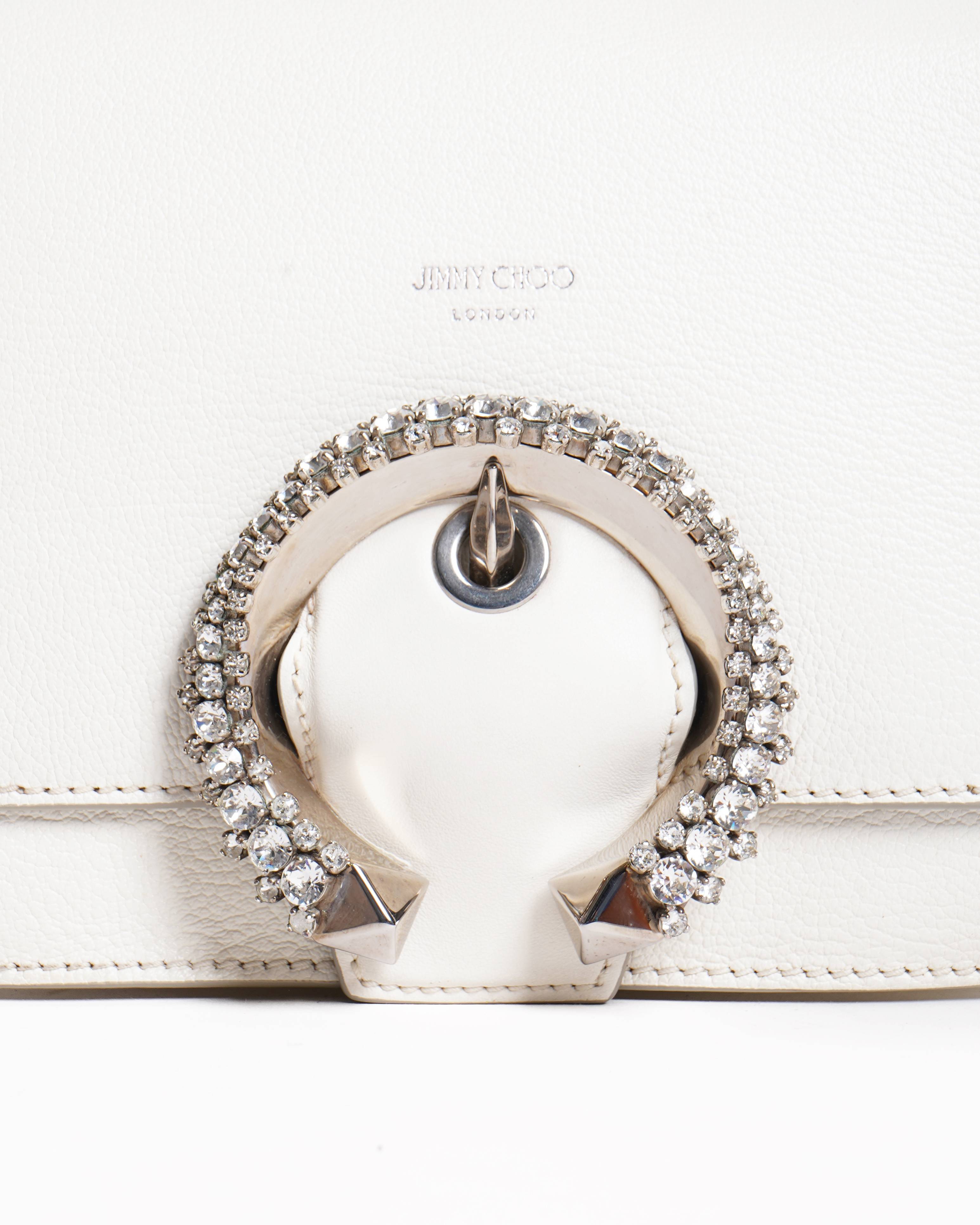 Jimmy choo leather crystal embellished madeline crossbody bag