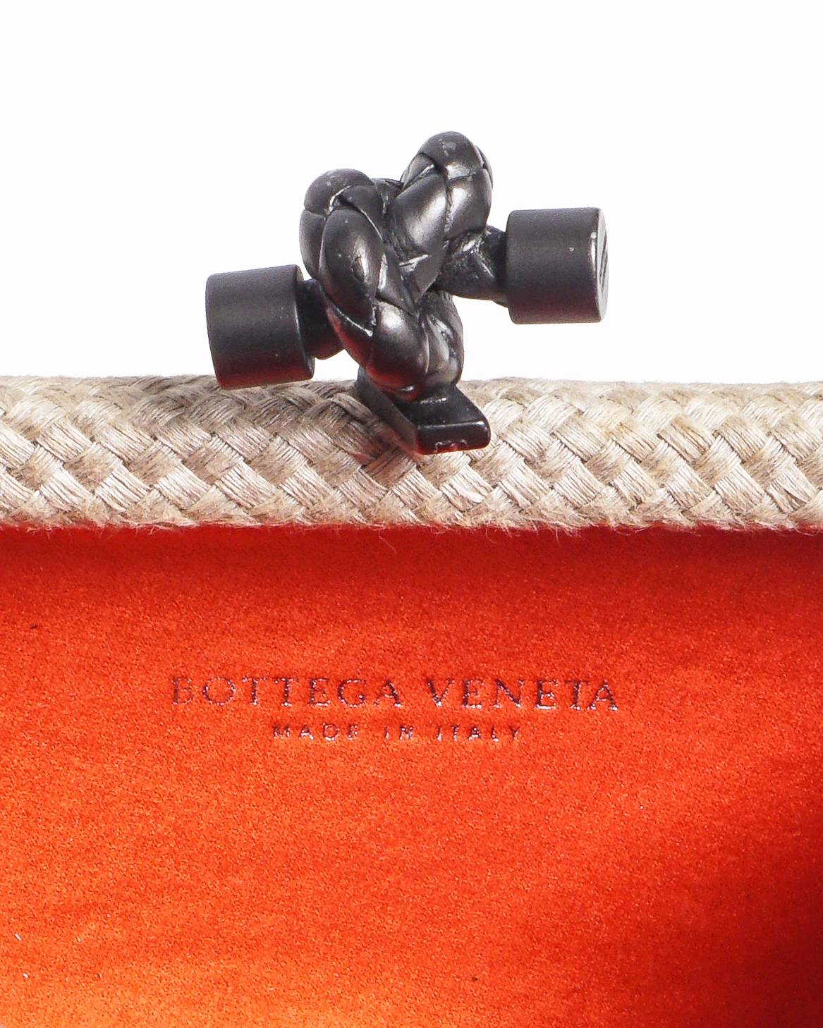 Bottega Veneta Red Intrecciato Knot Clutch Bag