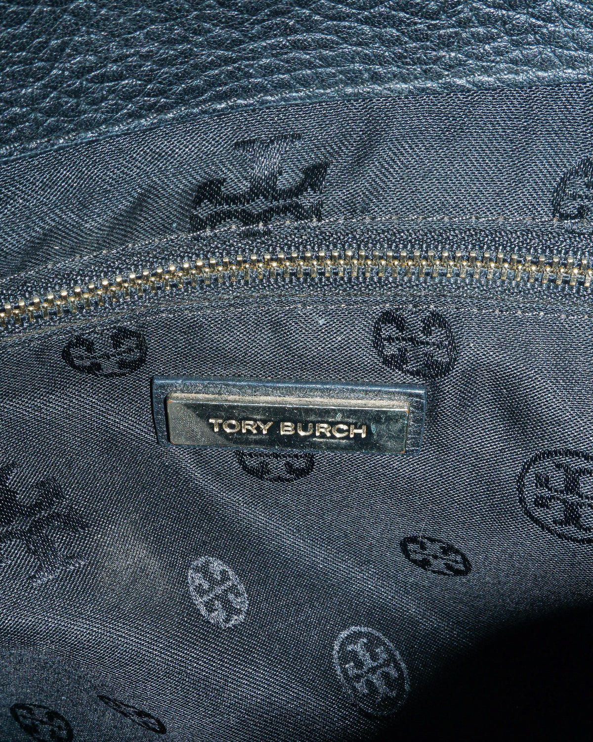 Tory Burch Black Pebbled Leather Tote Bag