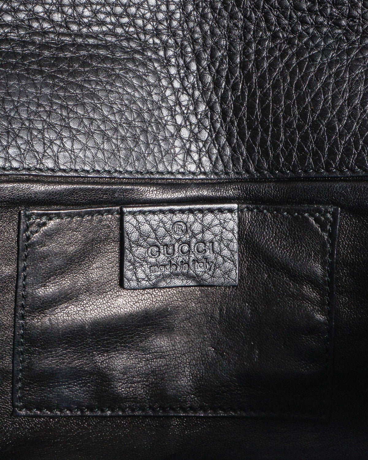 Gucci Black Pebbled Leather Interlocking G Buckle Clutch