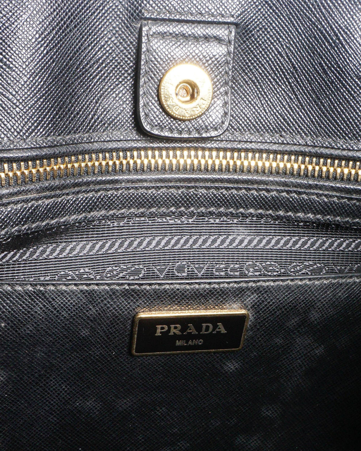 Prada Black & White Saffiano Leather Galleria Tote