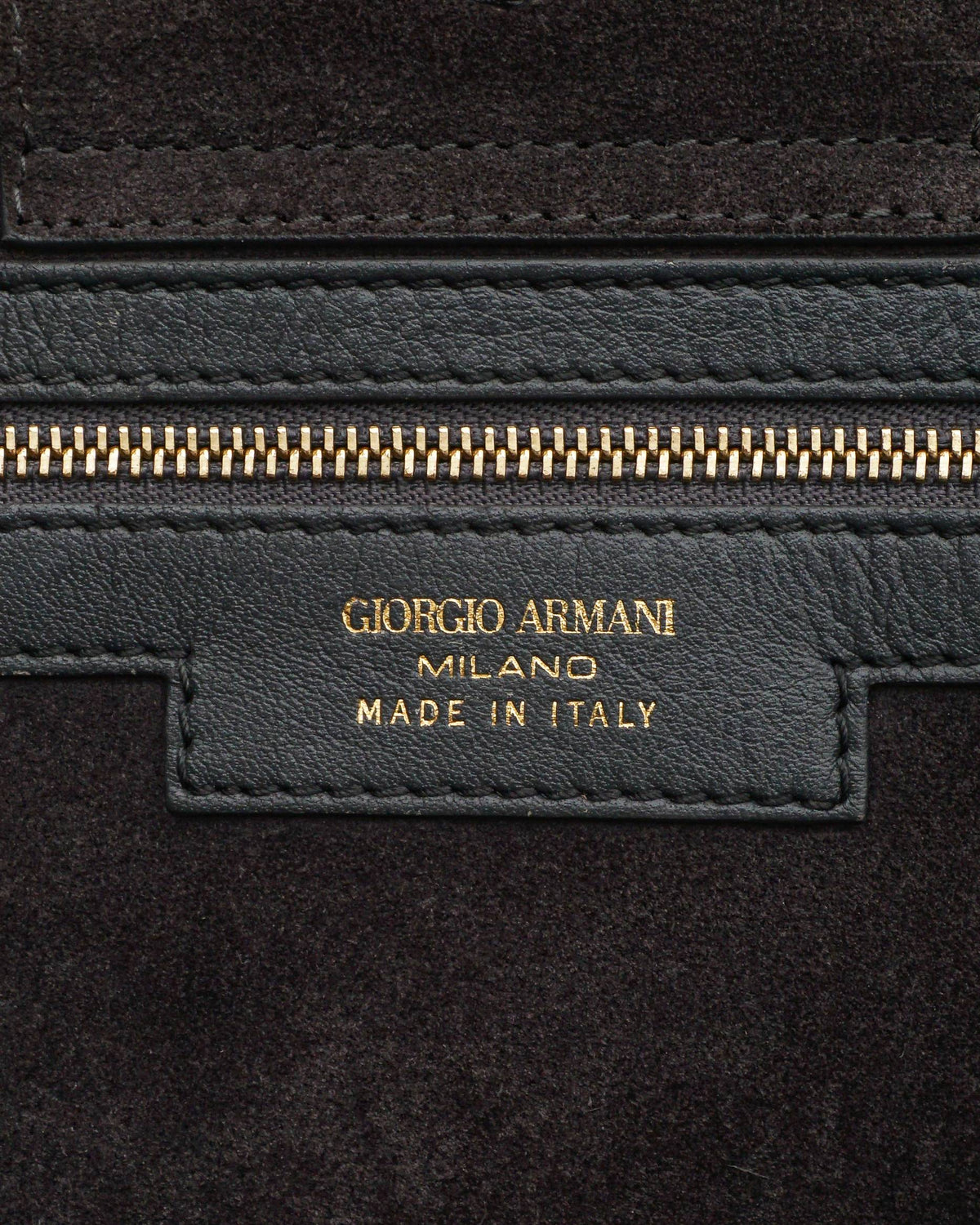 Giorgio Armani Grey Smooth Leather & Suede Shopper Tote Bag