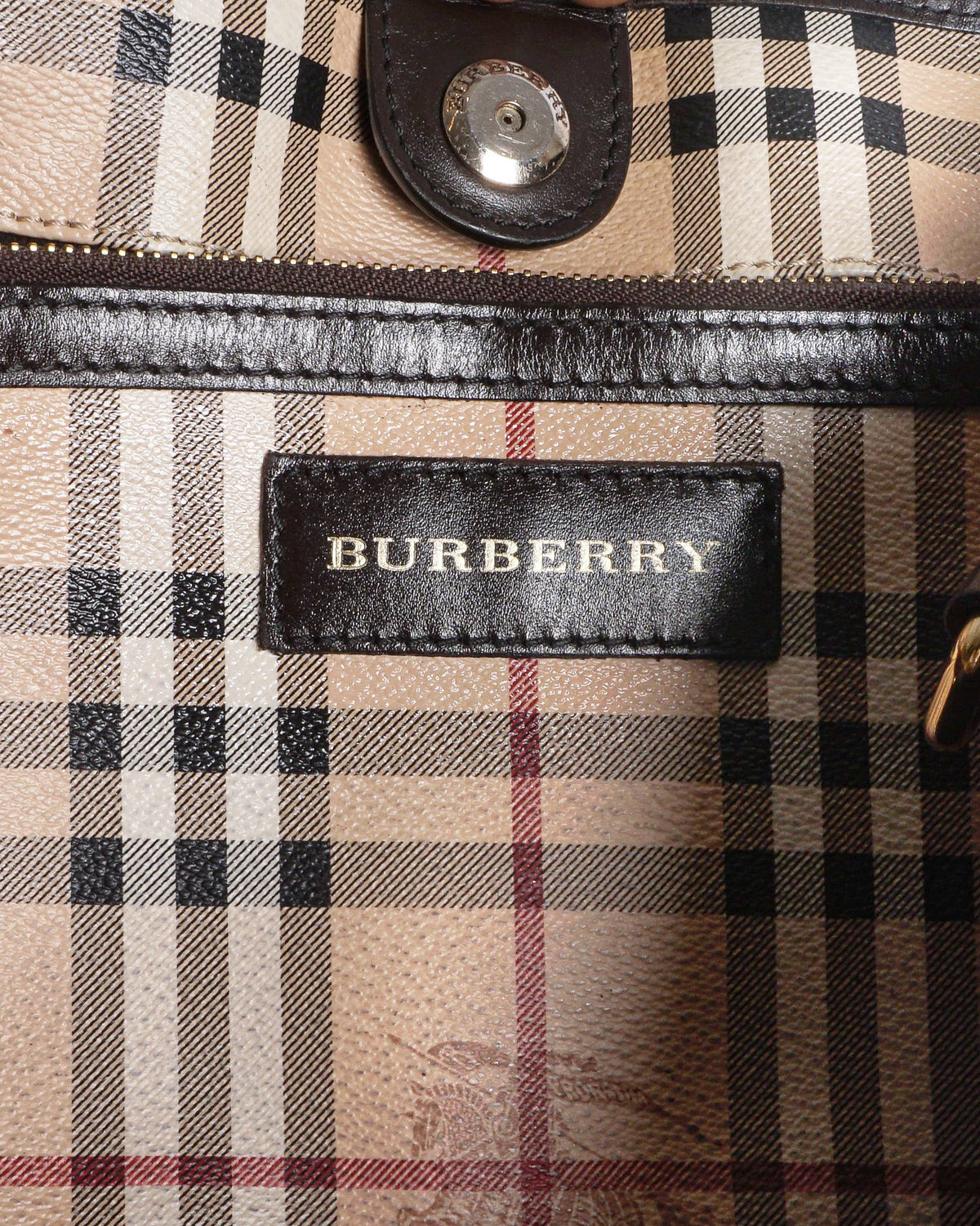 Burberry Brown Haymarket Check Canterbury Tote Bag with Pouch