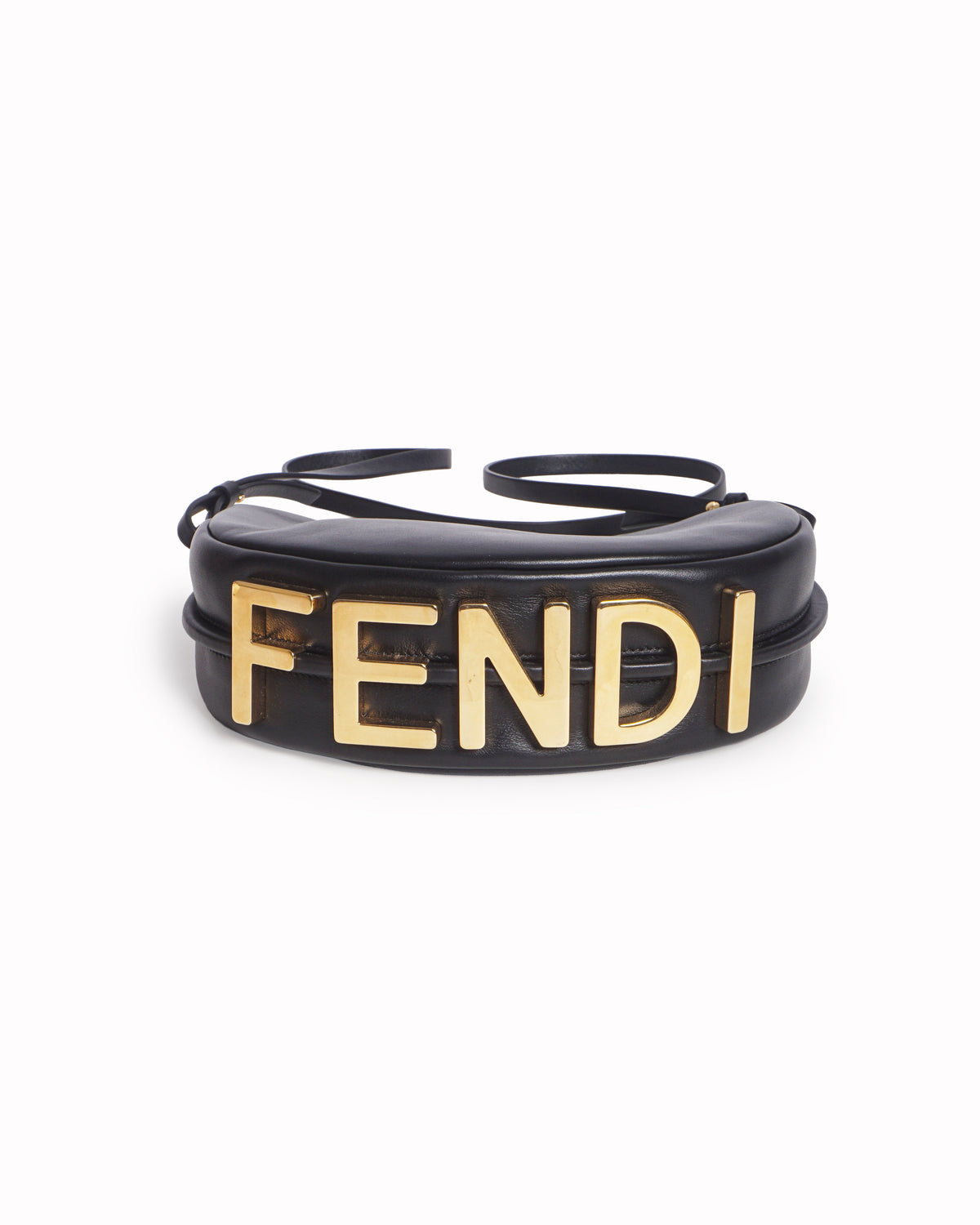 Fendi Black Leather Fendigraphy Shoulder Bag