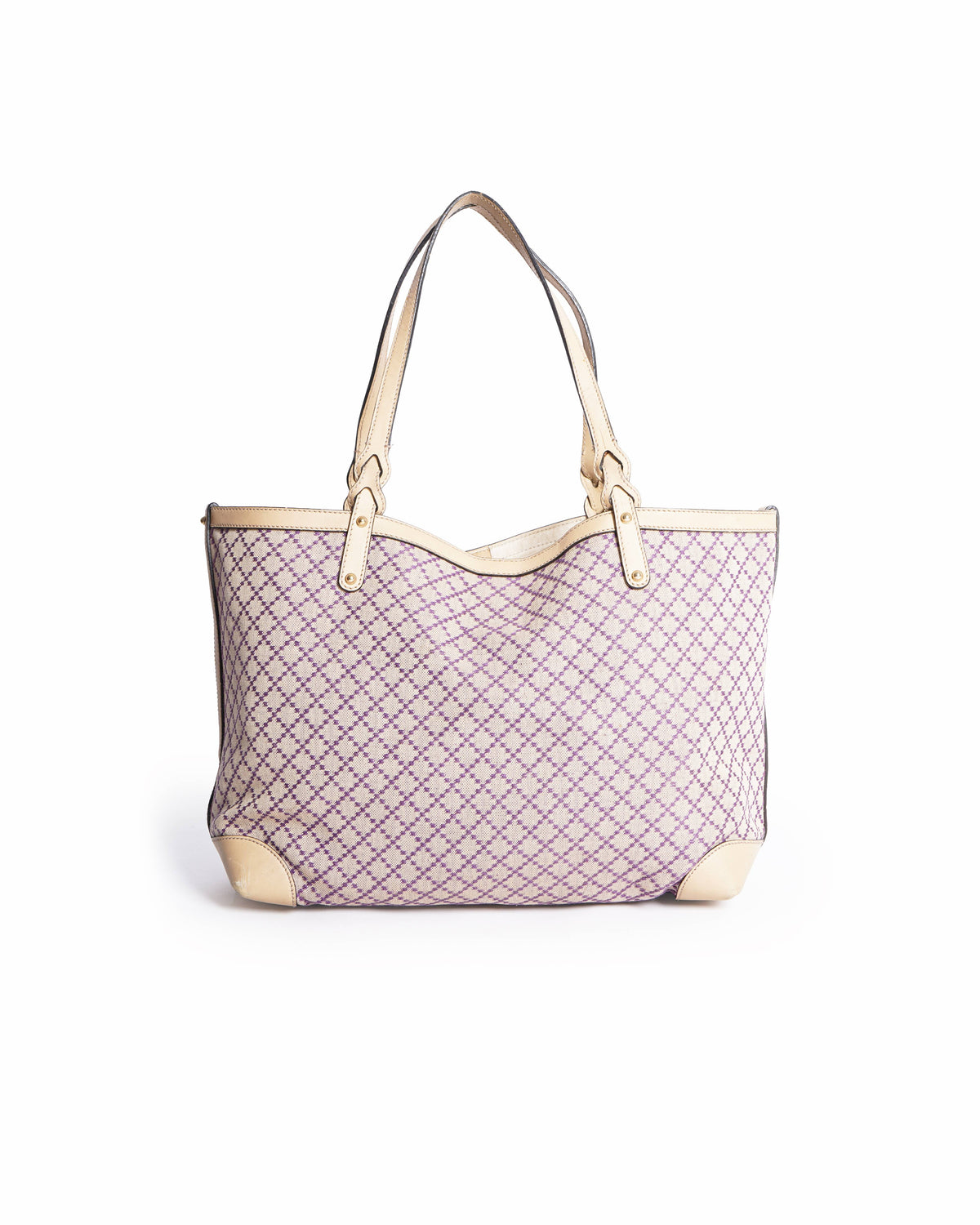 Gucci 
Beige/Purple Diamante Canvas Craft Original Tote Bag