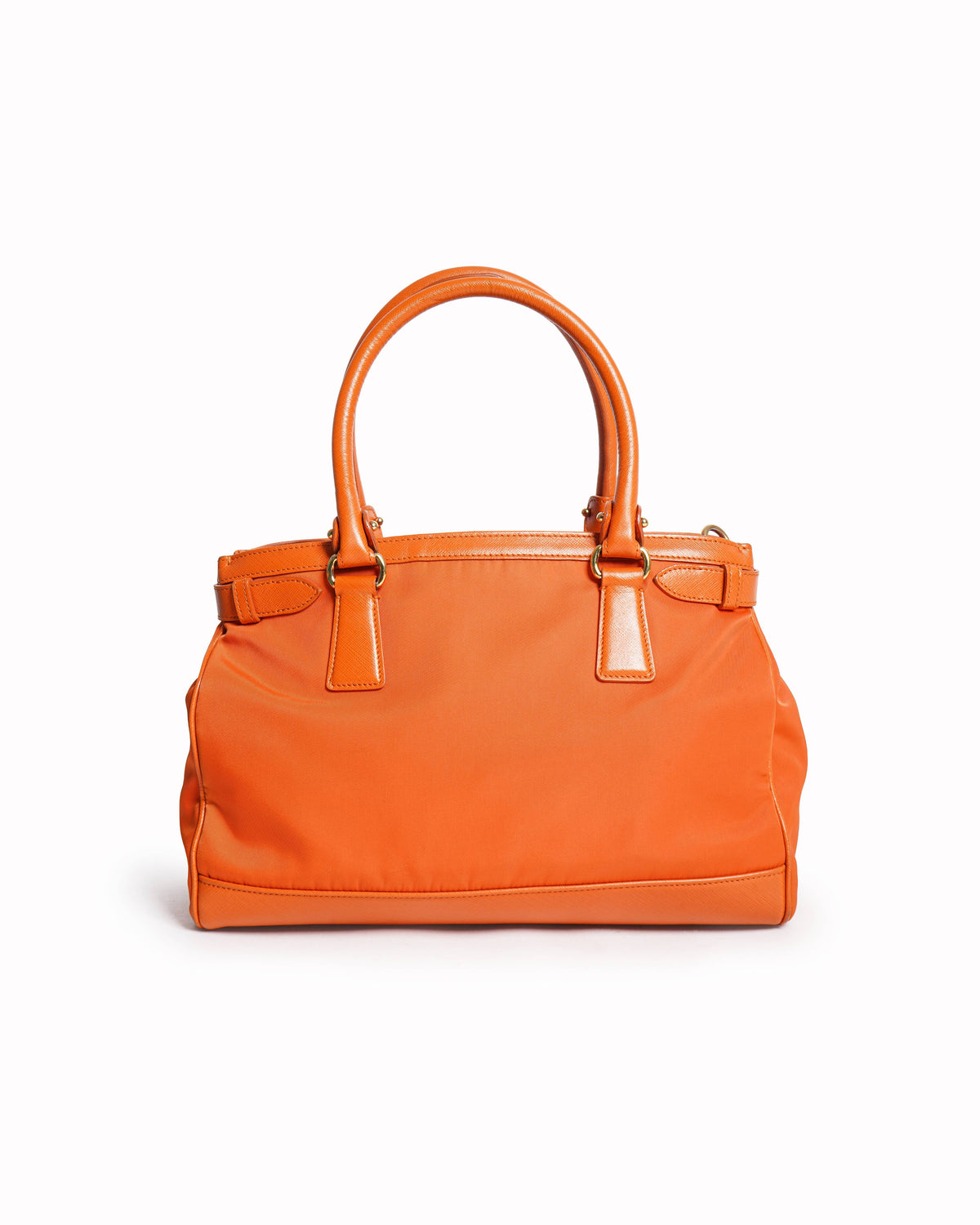 Salvatore Ferragamo orange nylon leather gancini tote bag