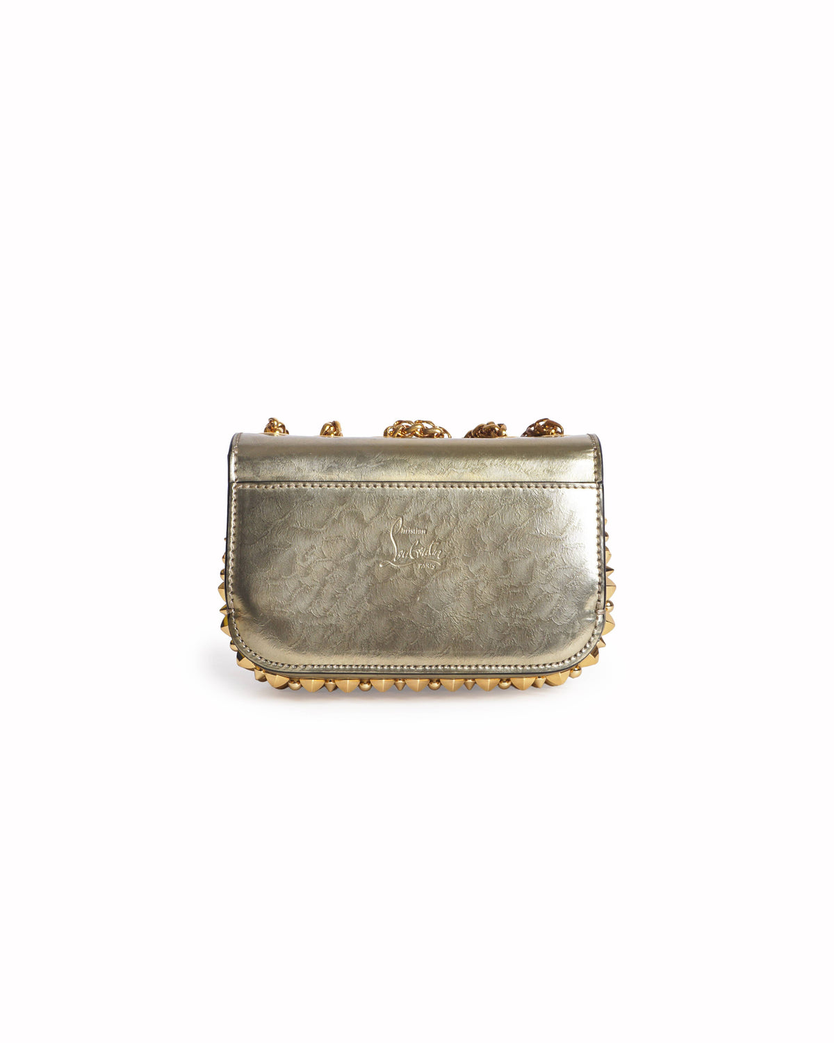 Christian Louboutin Metallic Gold Leather Sweet Charity Mini Spiked