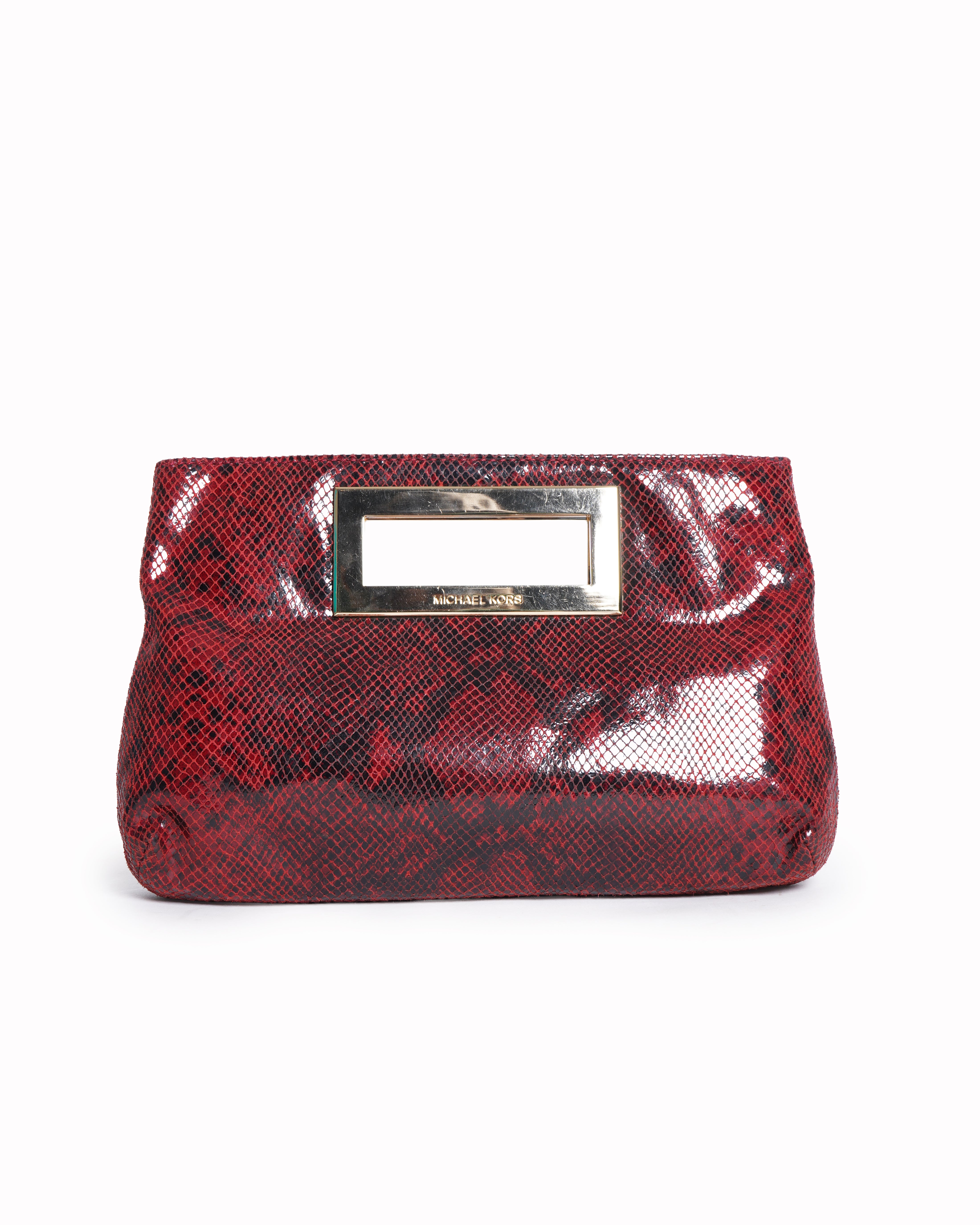 Michael Kors Berkley Python-Embossed Leather Clutch