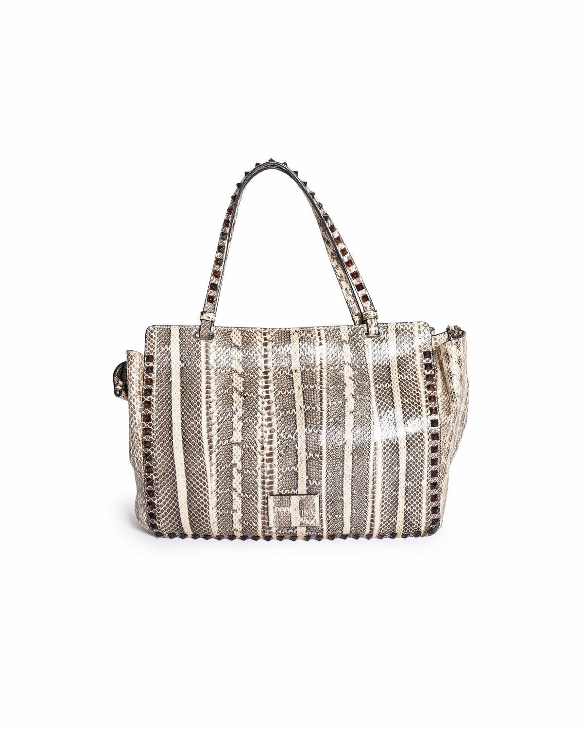 Valentino Rockstud Python Leather Satchel Multicolour