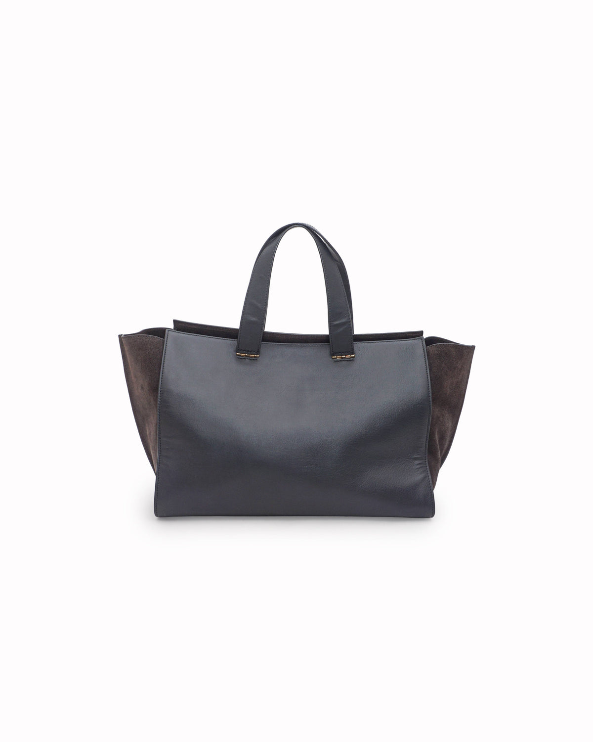 Giorgio Armani Grey Smooth Leather & Suede Shopper Tote Bag