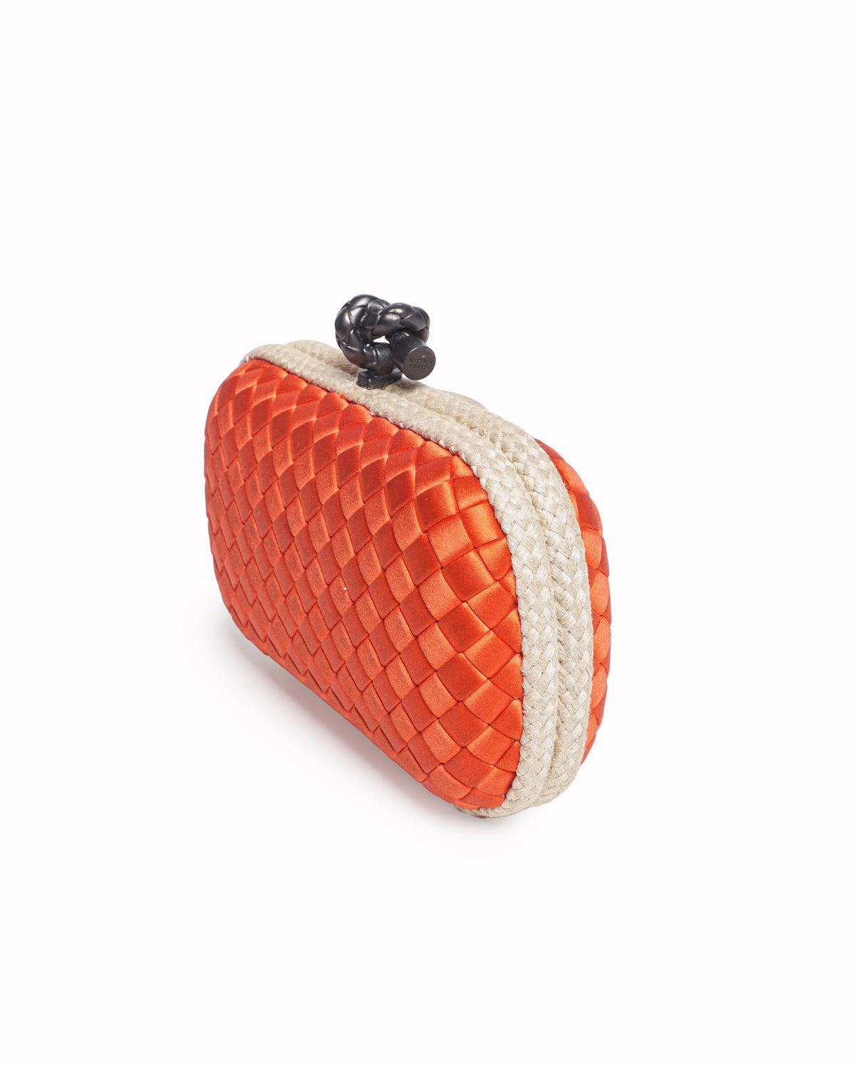 Bottega Veneta Red Intrecciato Knot Clutch Bag