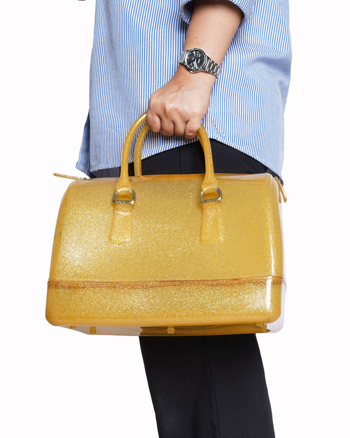 Furla yellow glitter jelly candy handbag