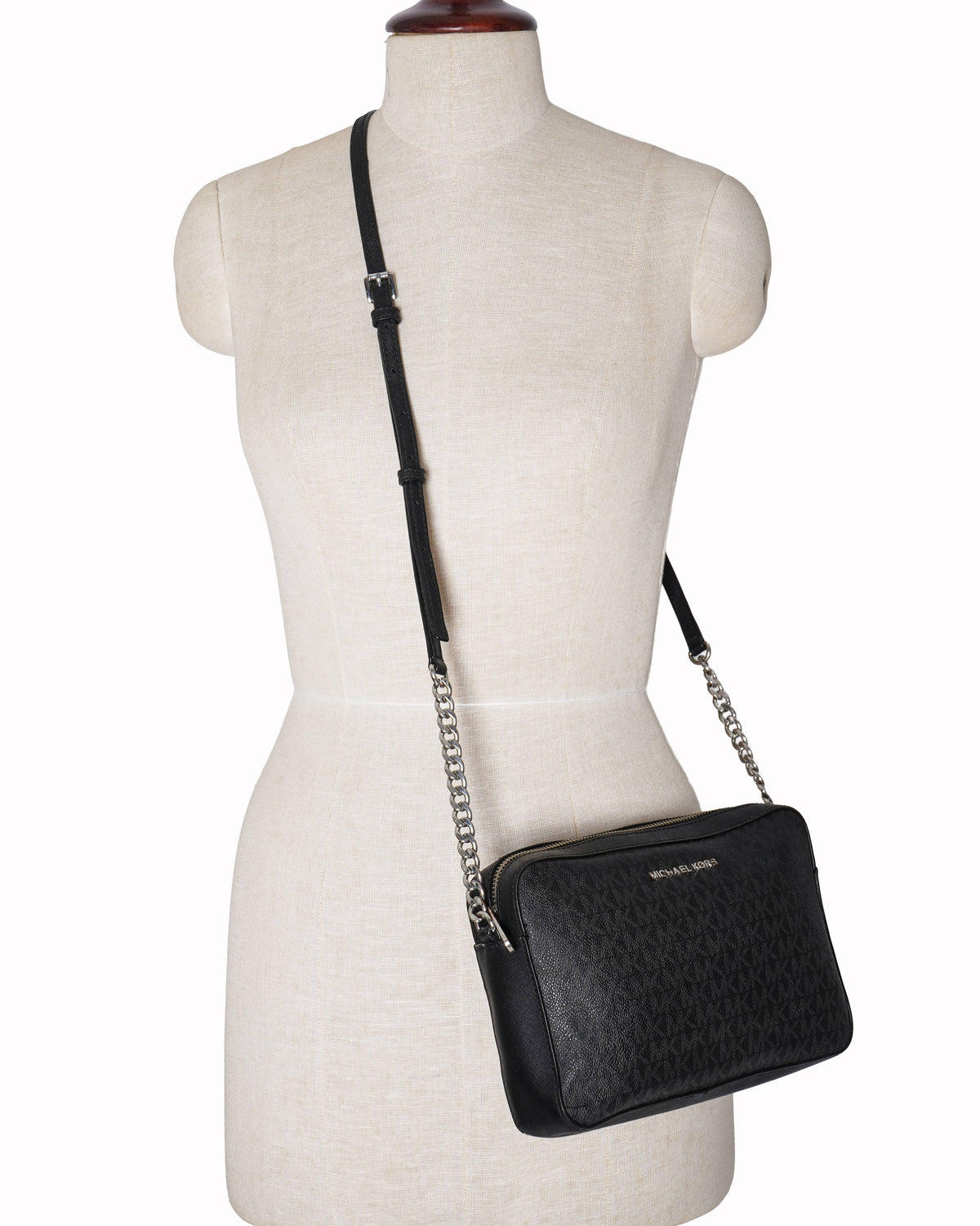 Michael Kors Black Jet Set Logo Large Cross Body Bag