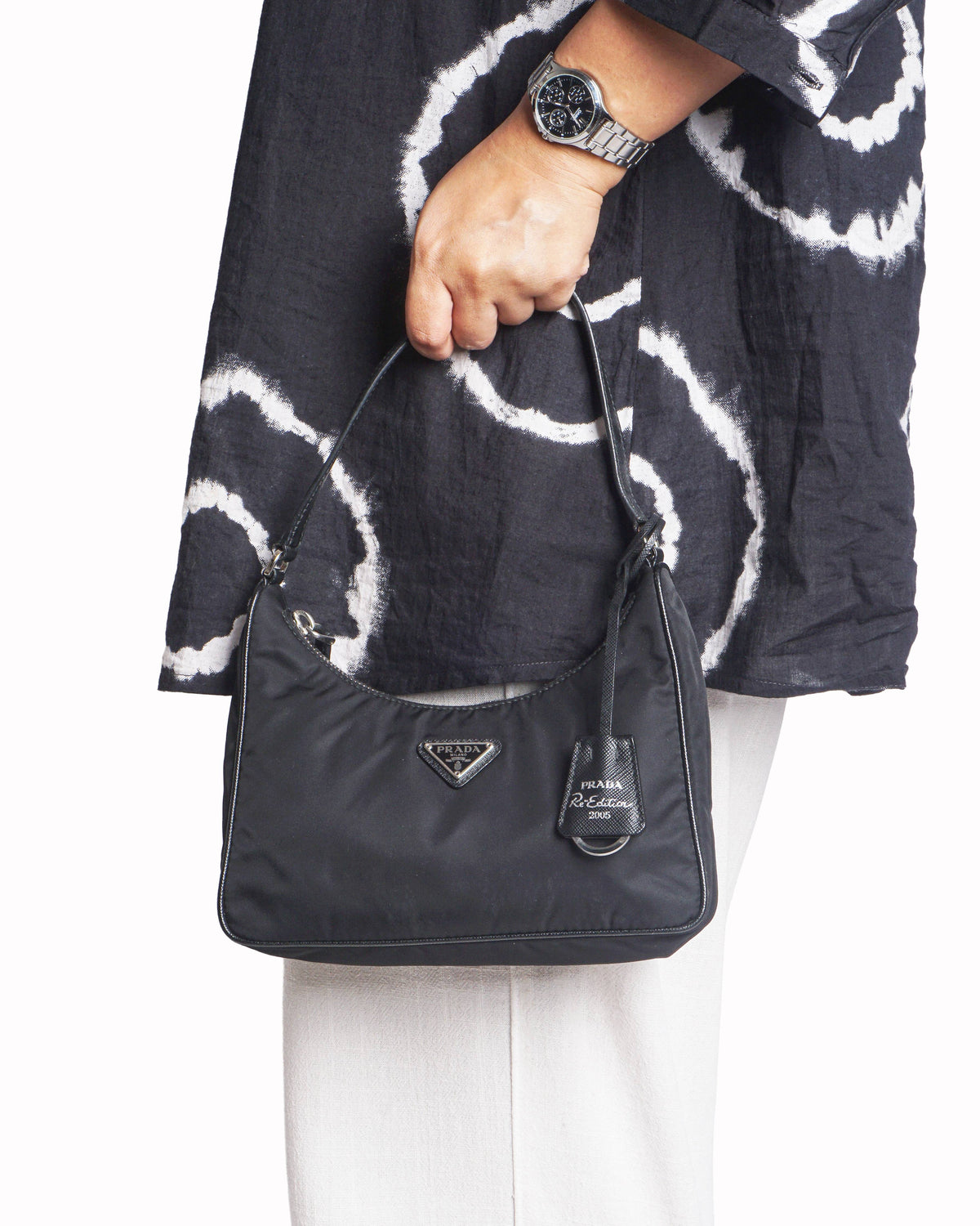 Prada Black Tessuto Nylon Re-Edition Hobo Shoulder Bag