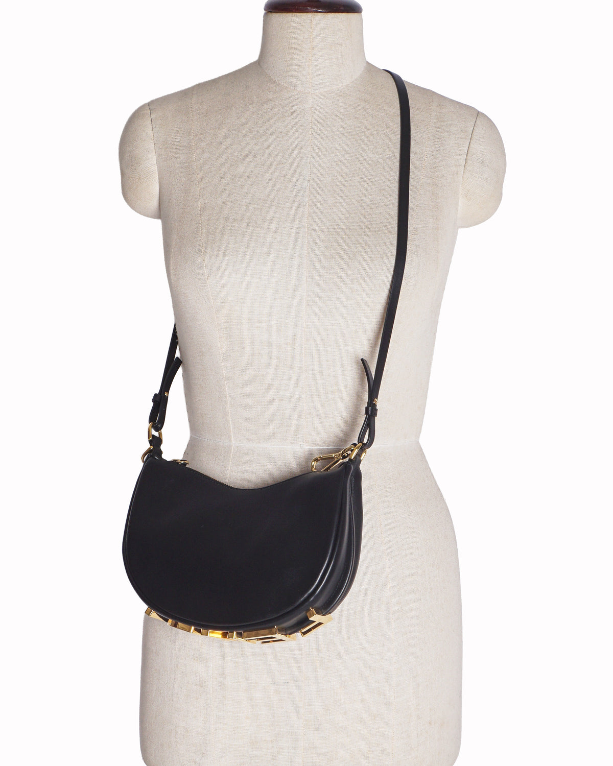 Fendi Black Leather Fendigraphy Shoulder Bag