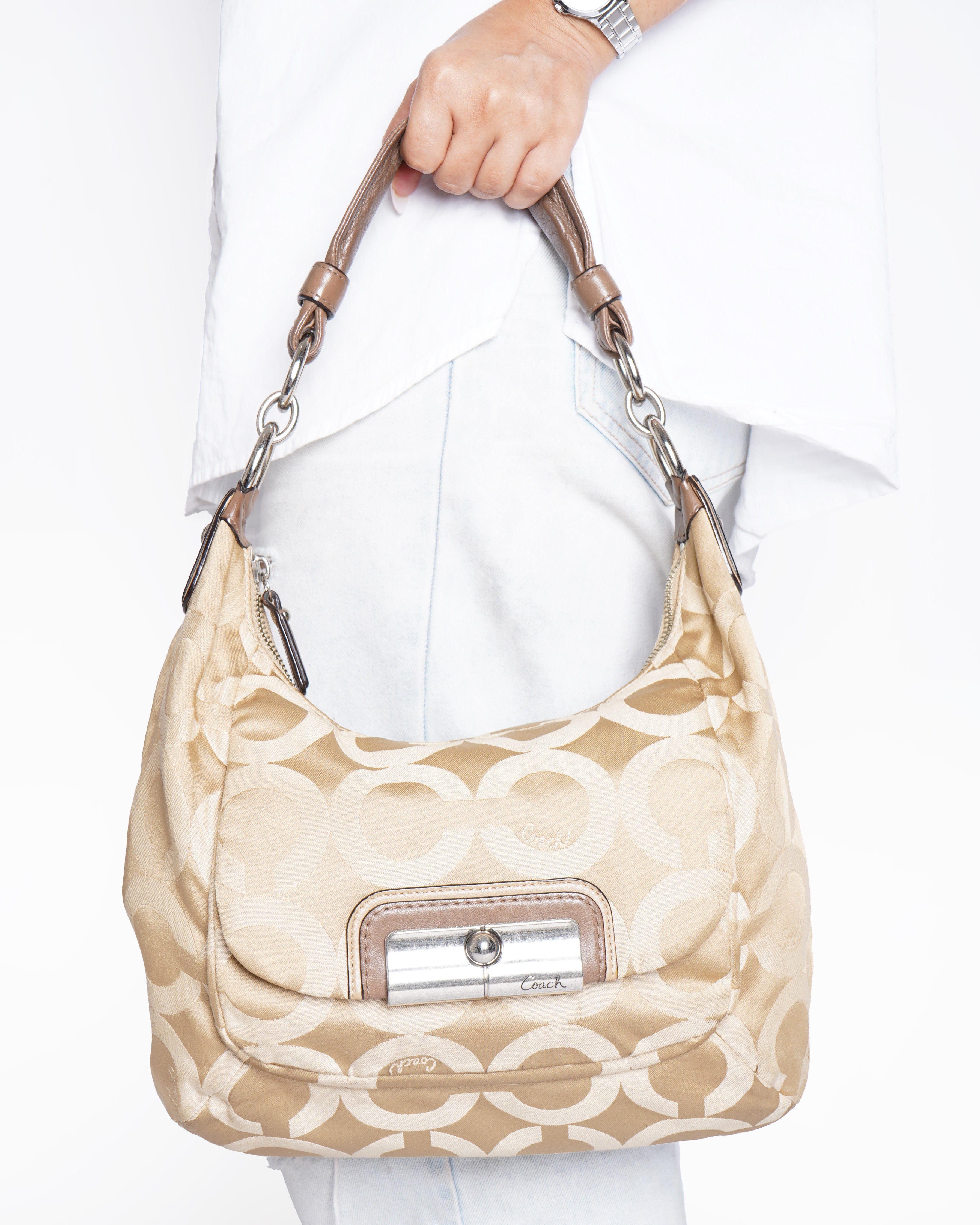 Coach Vintage Y2K Signature Jacquard Kristin Hobo Shoulder Bag