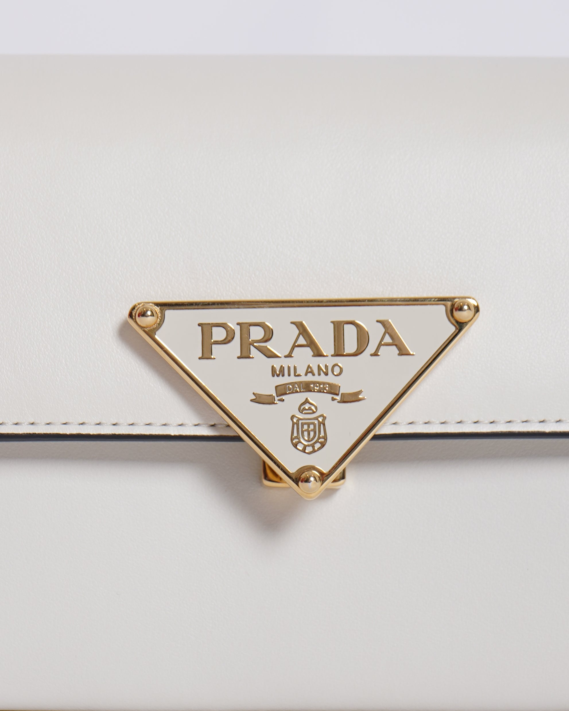 New Prada white embleme saffiano shoulder bag