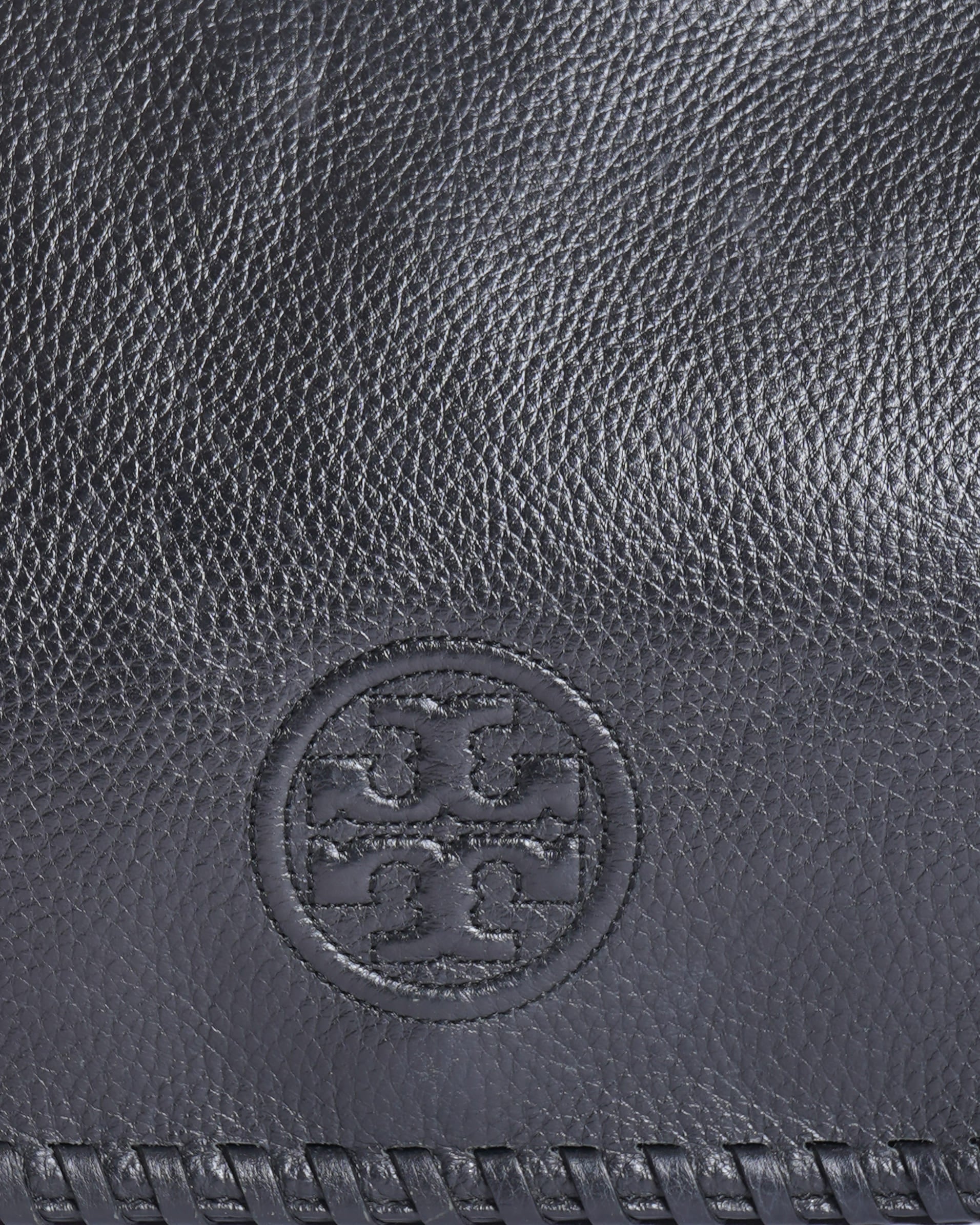 Tory Burch Logo Leather Shoulder Bag In Black