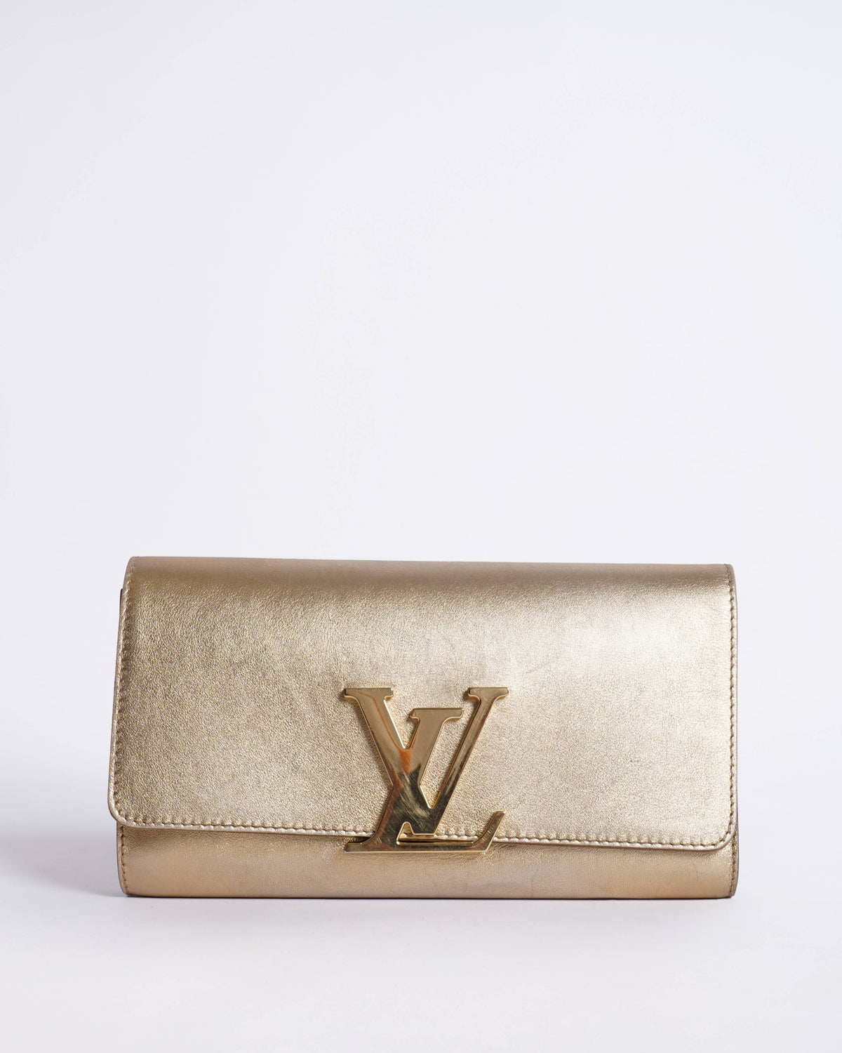 Louis Vuitton Metallic Gold Leather Louise Clutch