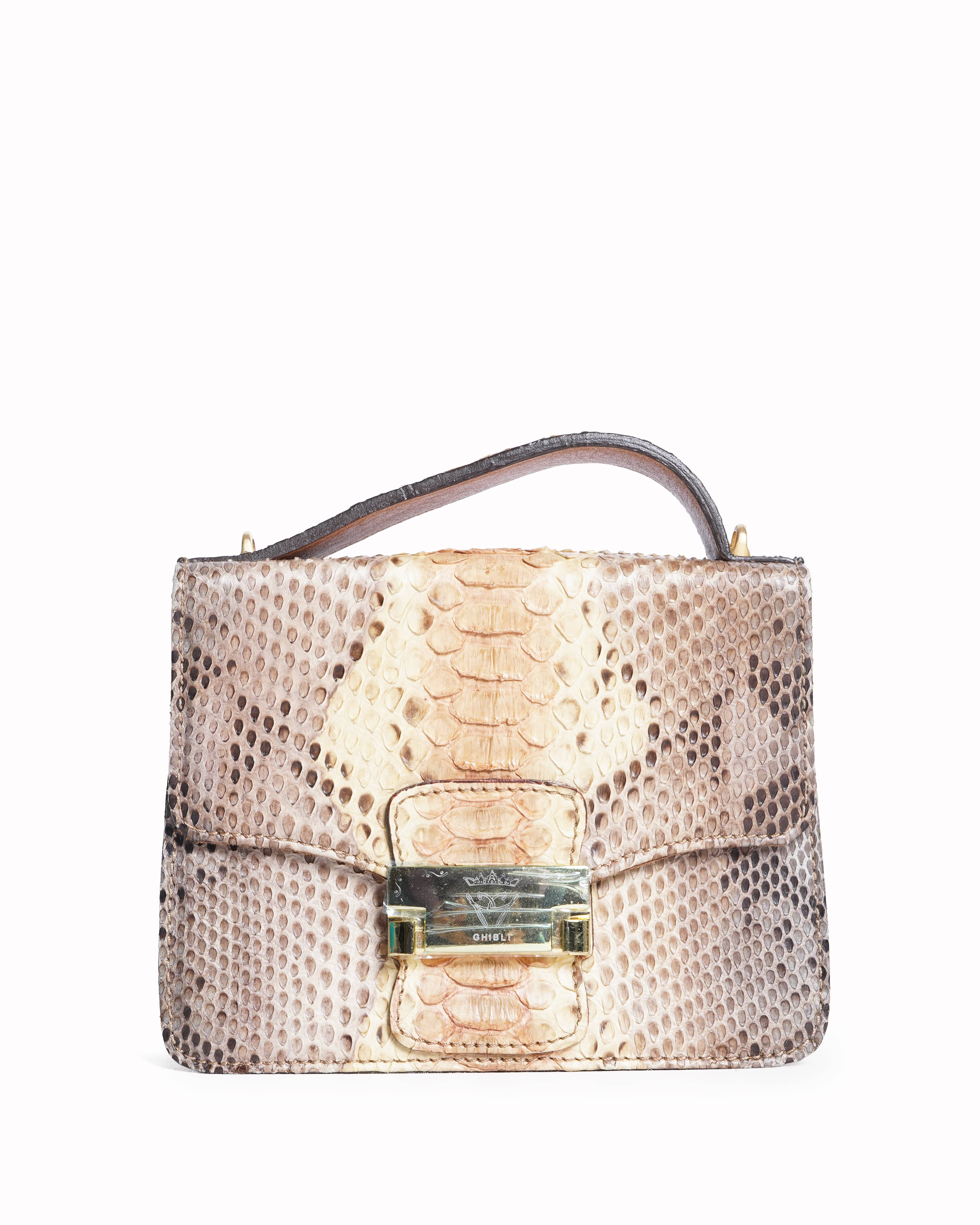 Ghibli Brown Paillette Python Leather Crossbody Bag