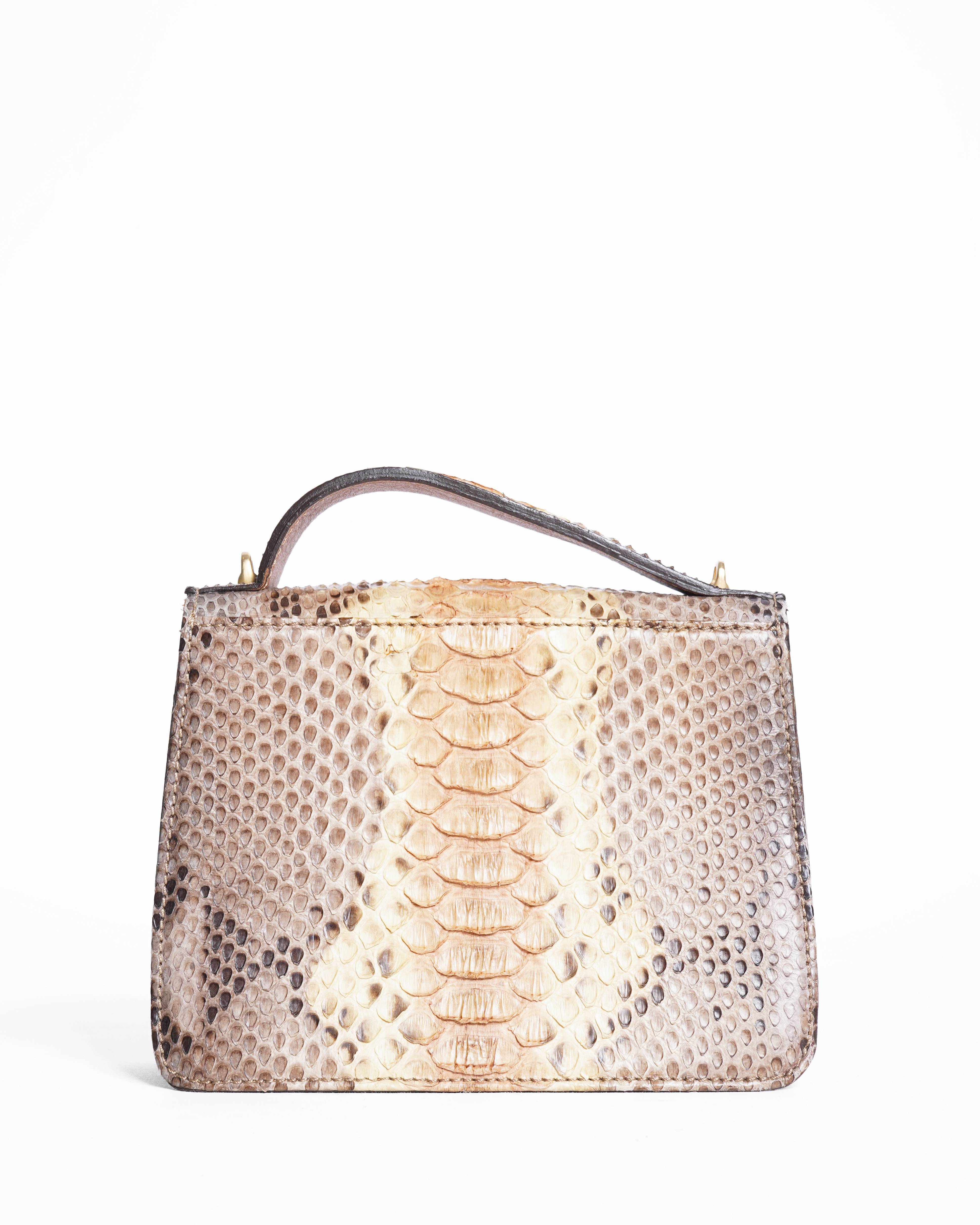 Ghibli Brown Paillette Python Leather Crossbody Bag