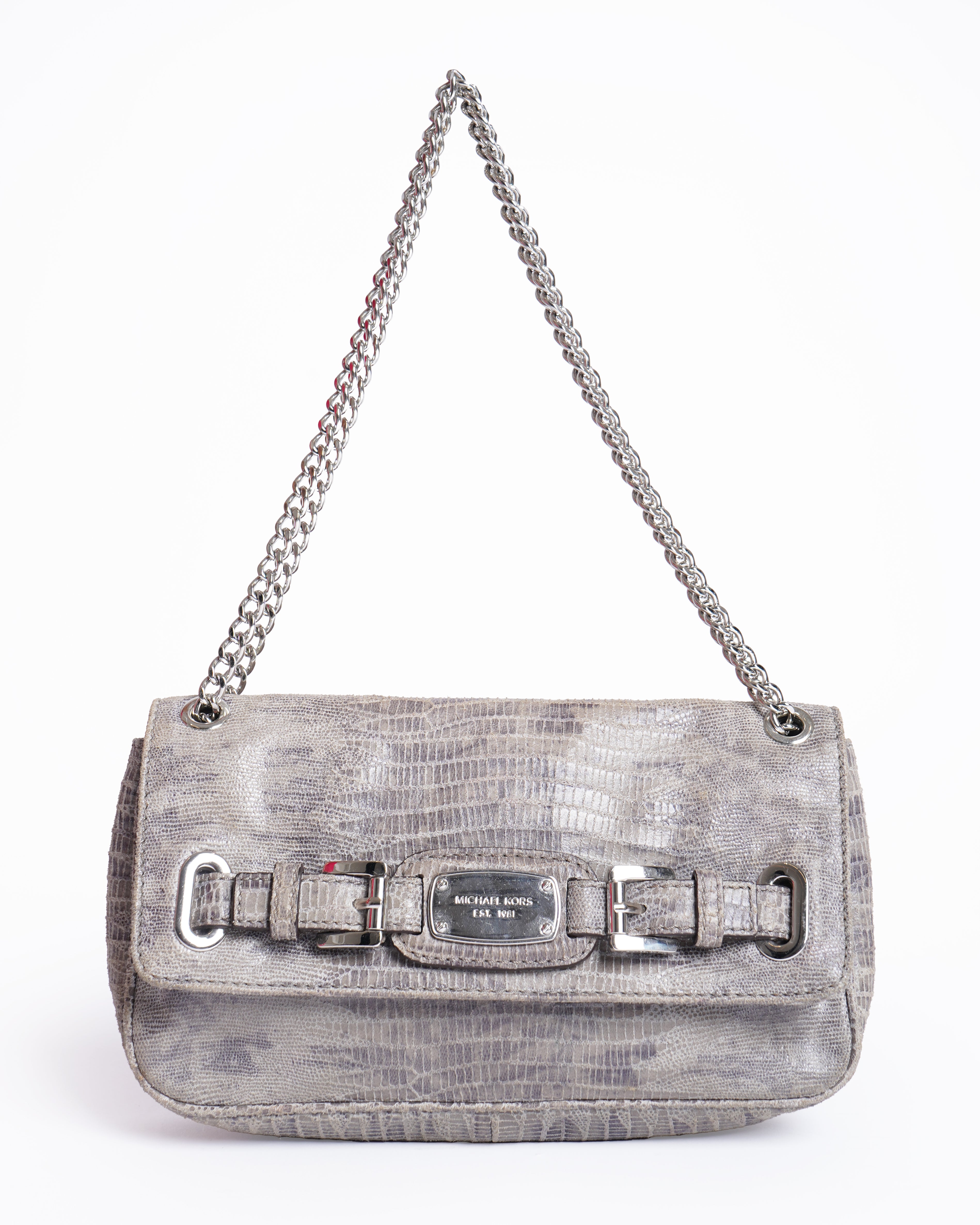 Michael Kors Embossed Shoulder Bag In Grey
