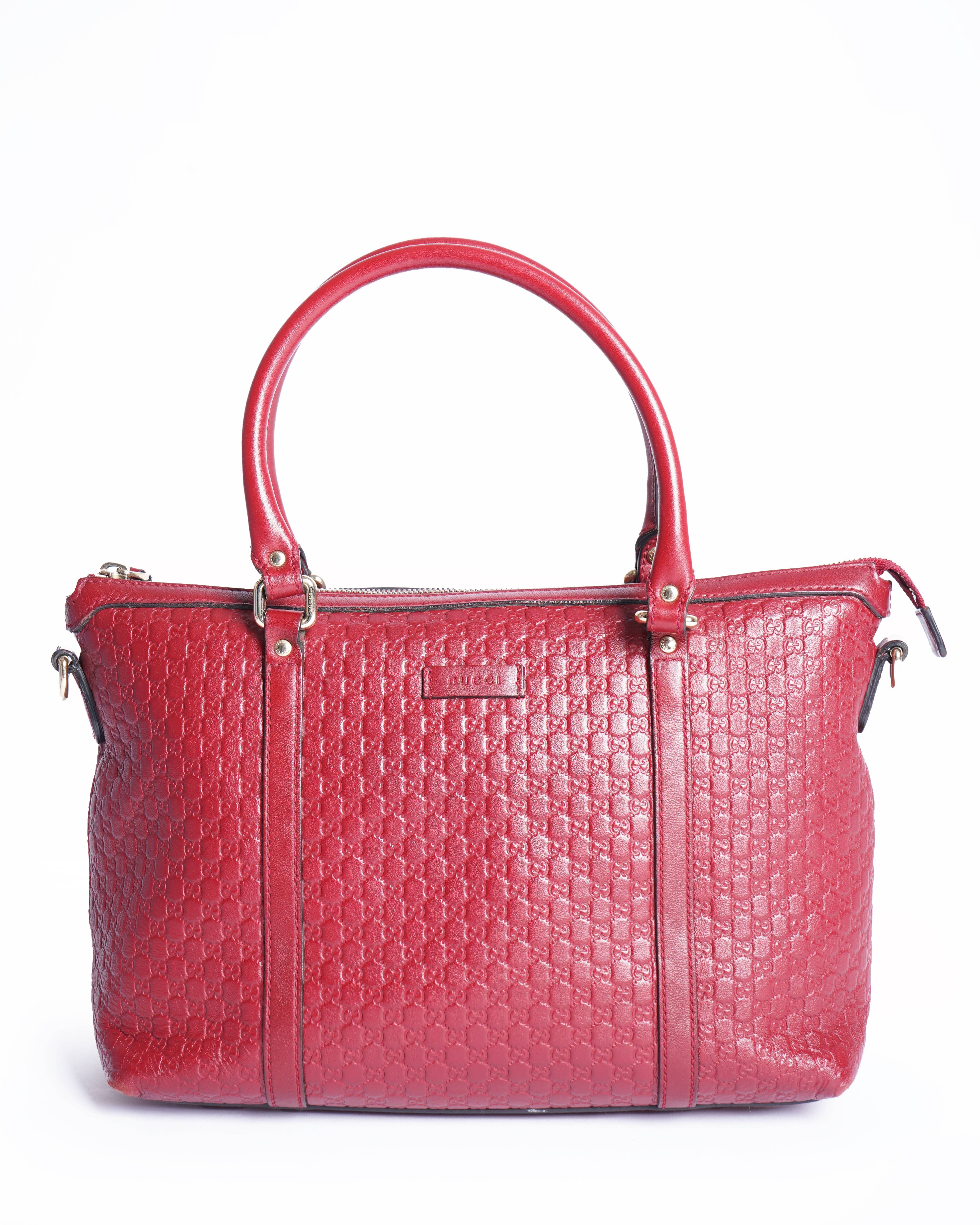 Gucci red gg microguccisima tote bag