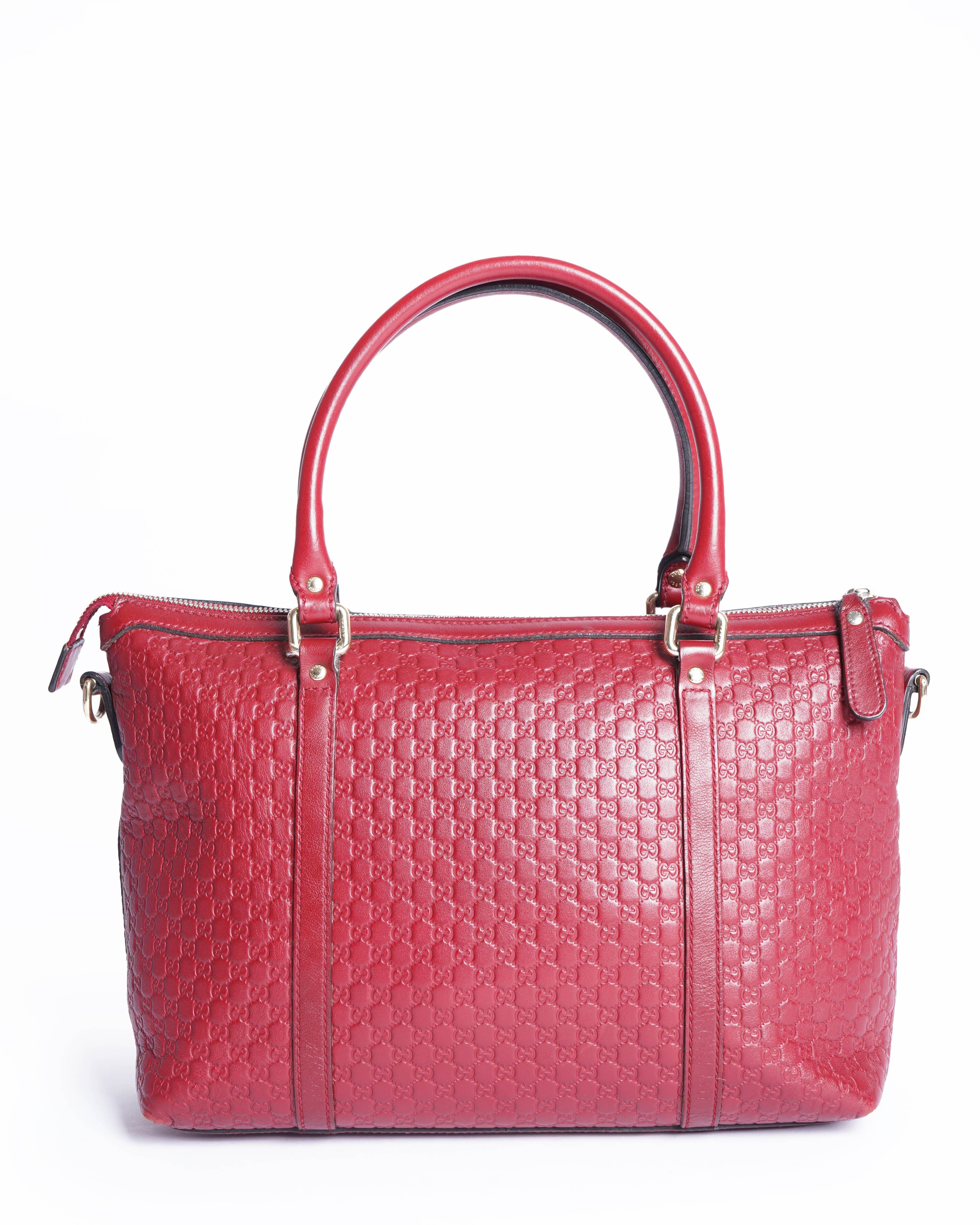 Gucci red gg microguccisima tote bag