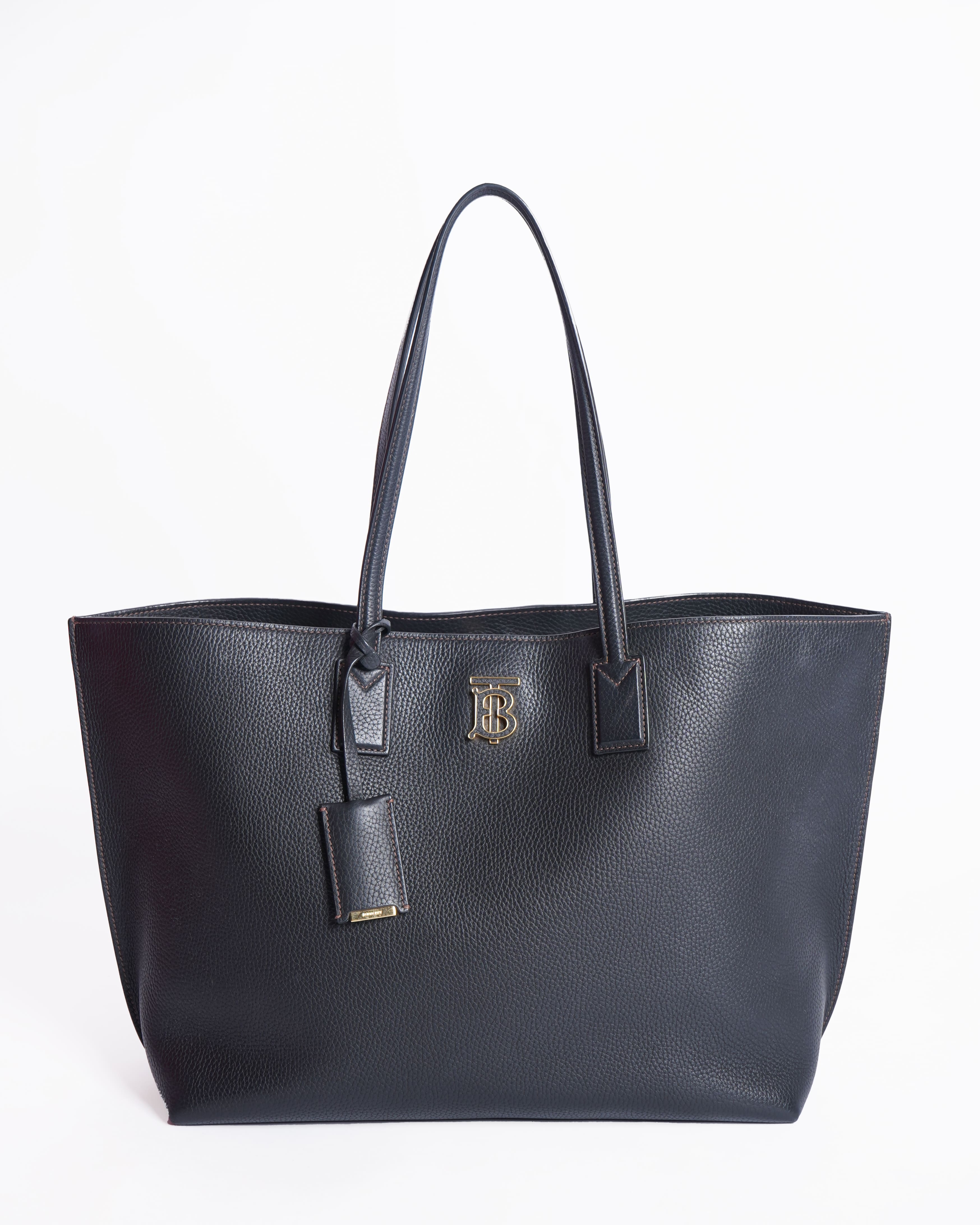 Burberry TB Monogram Tote In Black