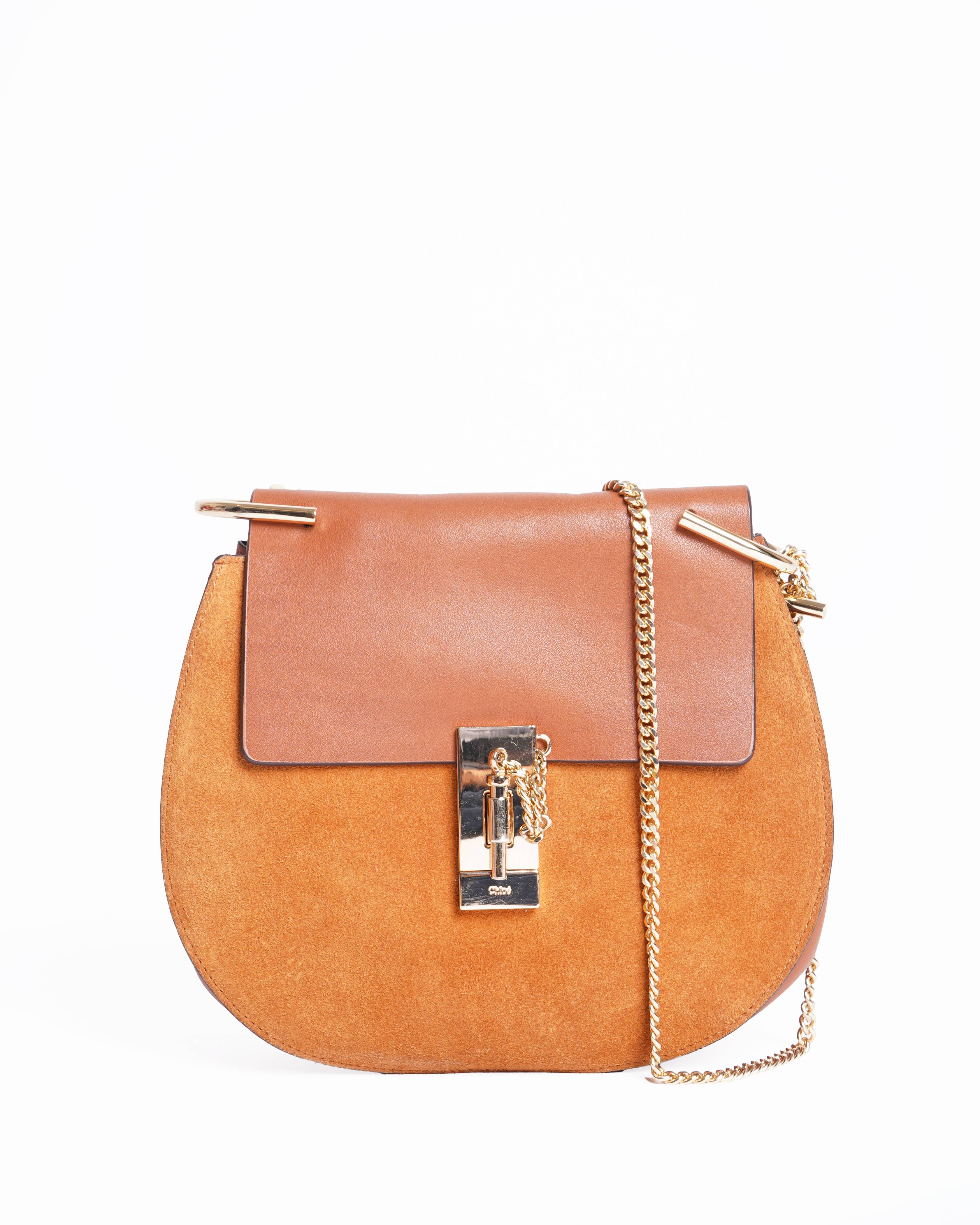 Chloé drew suede leather chain crossbody bag