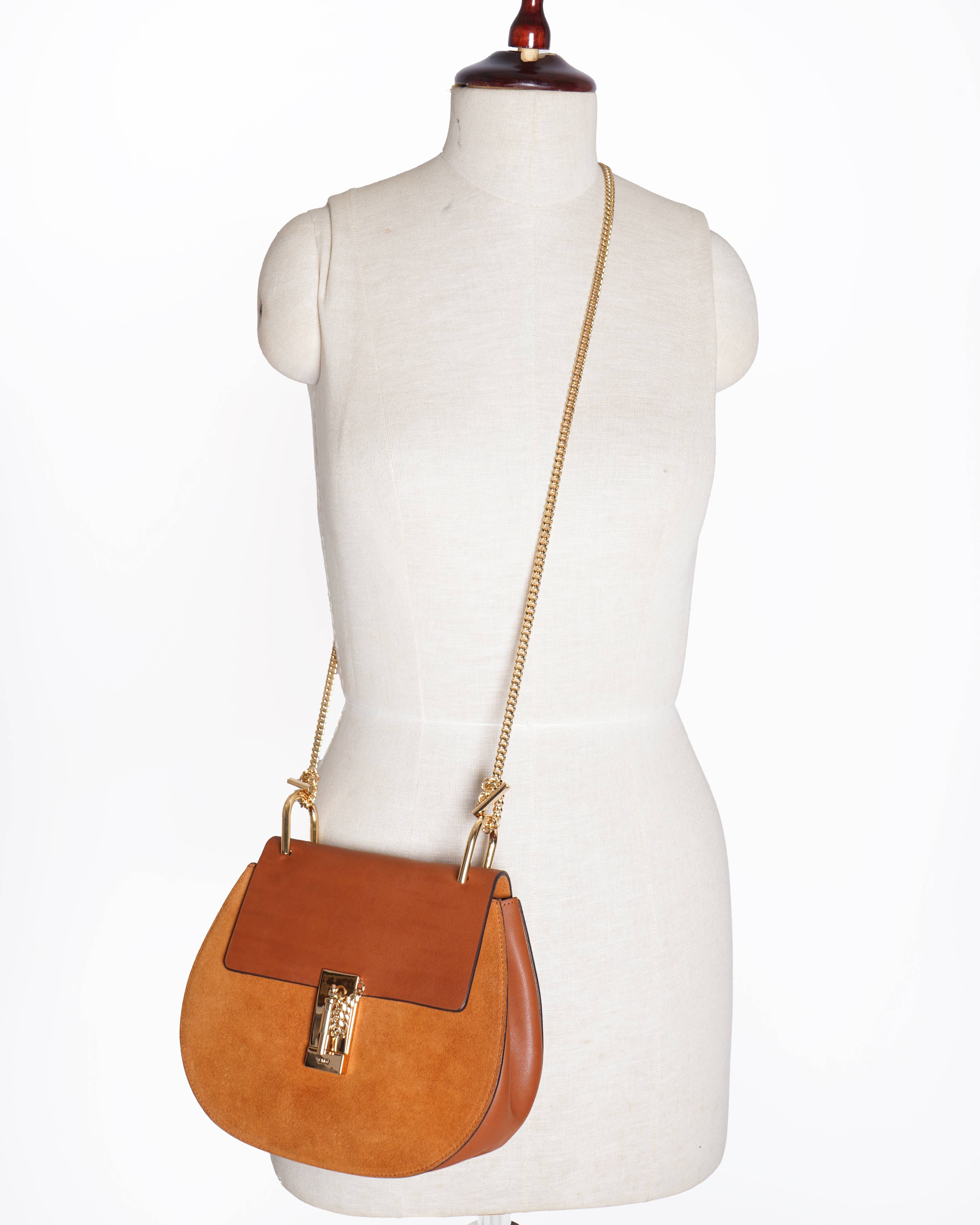 Chloé drew suede leather chain crossbody bag