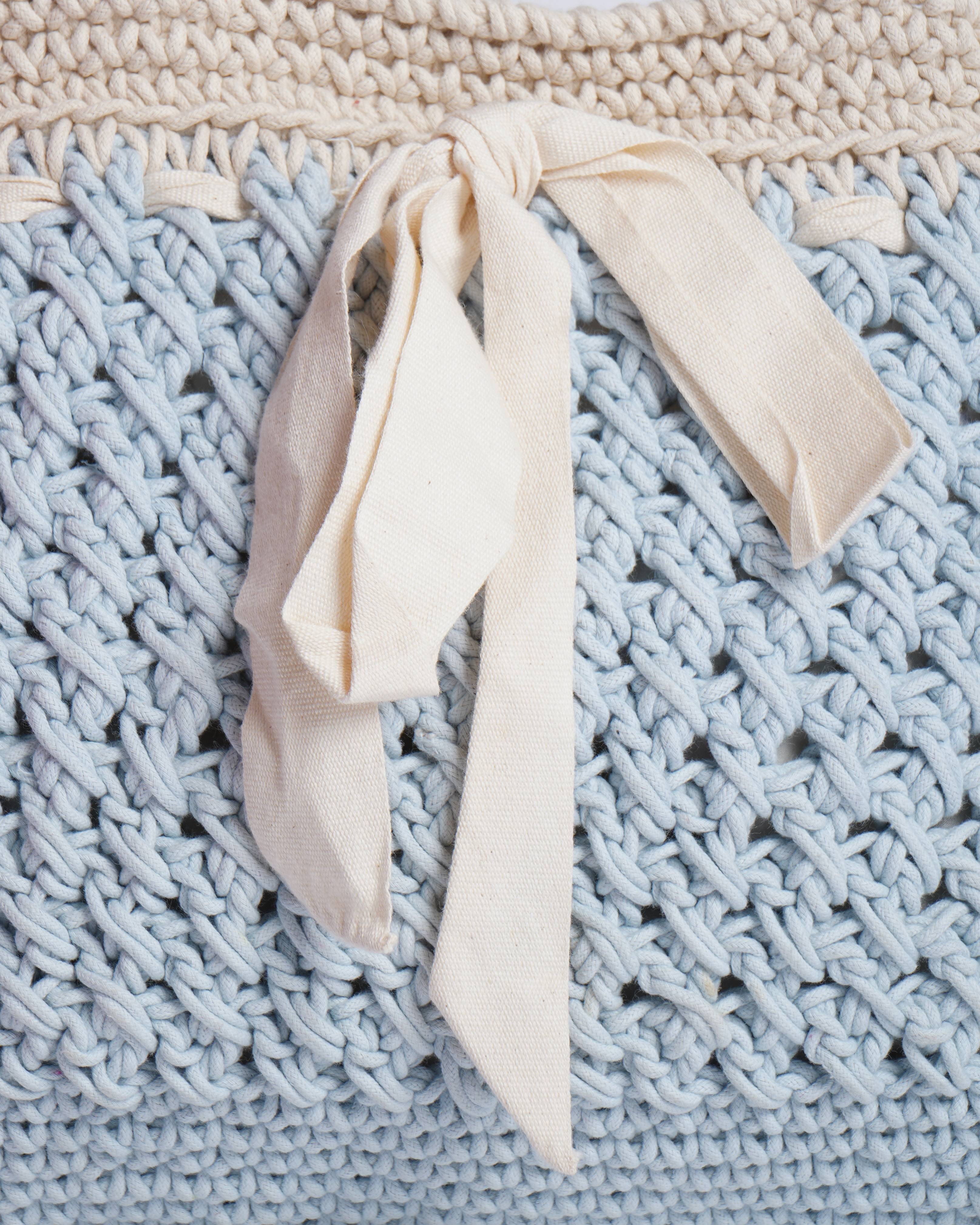 New Pero Crochet Floral Tote Bag In Blue