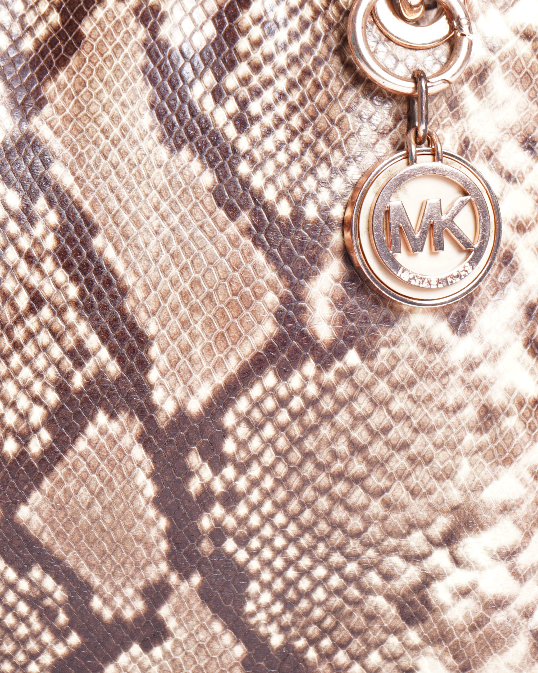 Michael Kors Brown Python Embossed Leather Small Cynthia Satchel