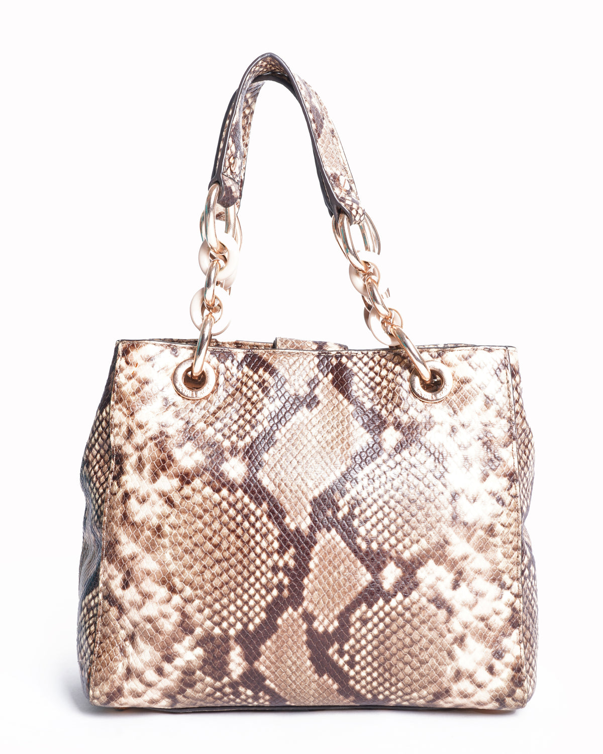 Michael Kors Brown Python Embossed Leather Small Cynthia Satchel