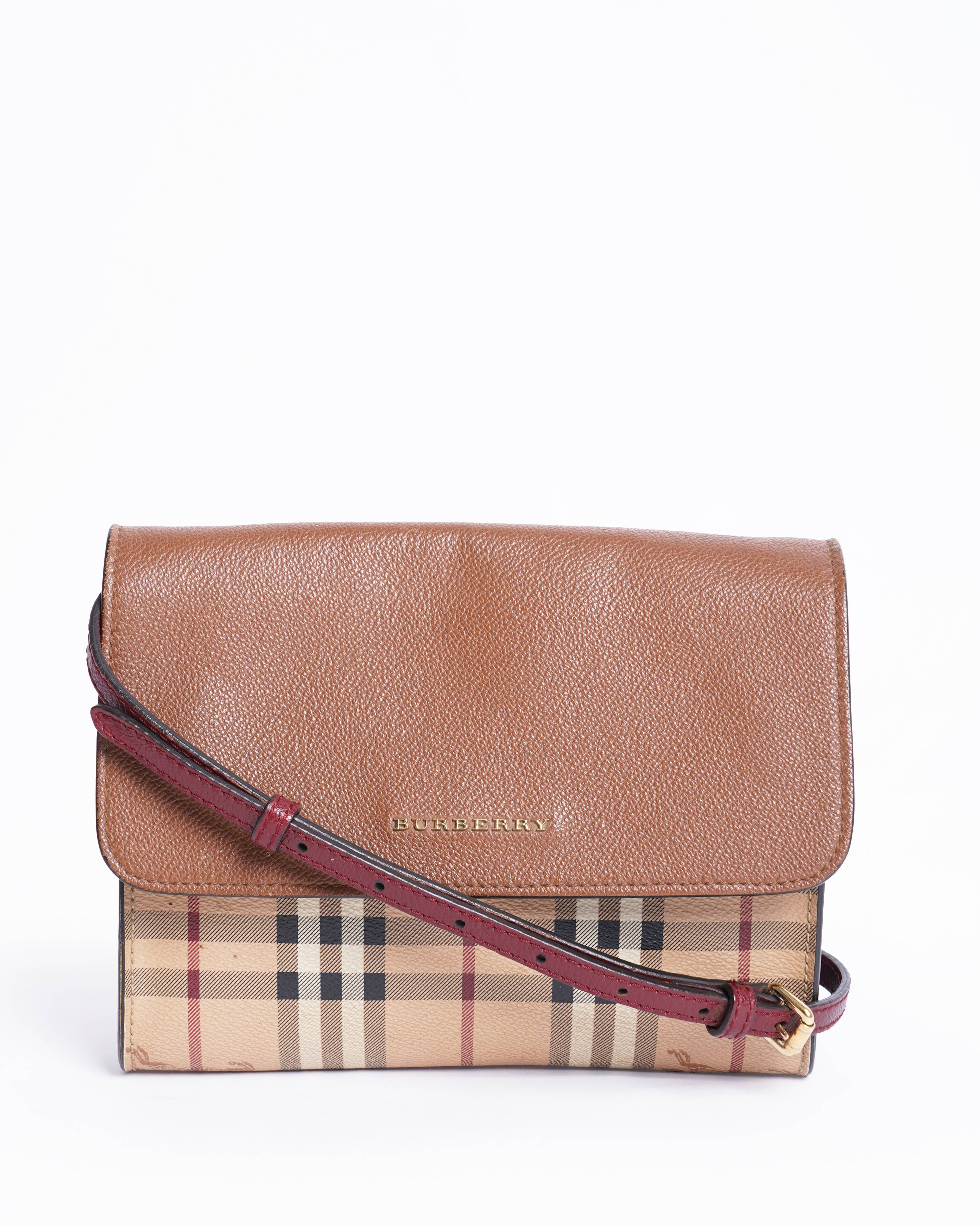 Burberry Loxley Crossbody Bag Haymarket Coated Canvas and Leather Small