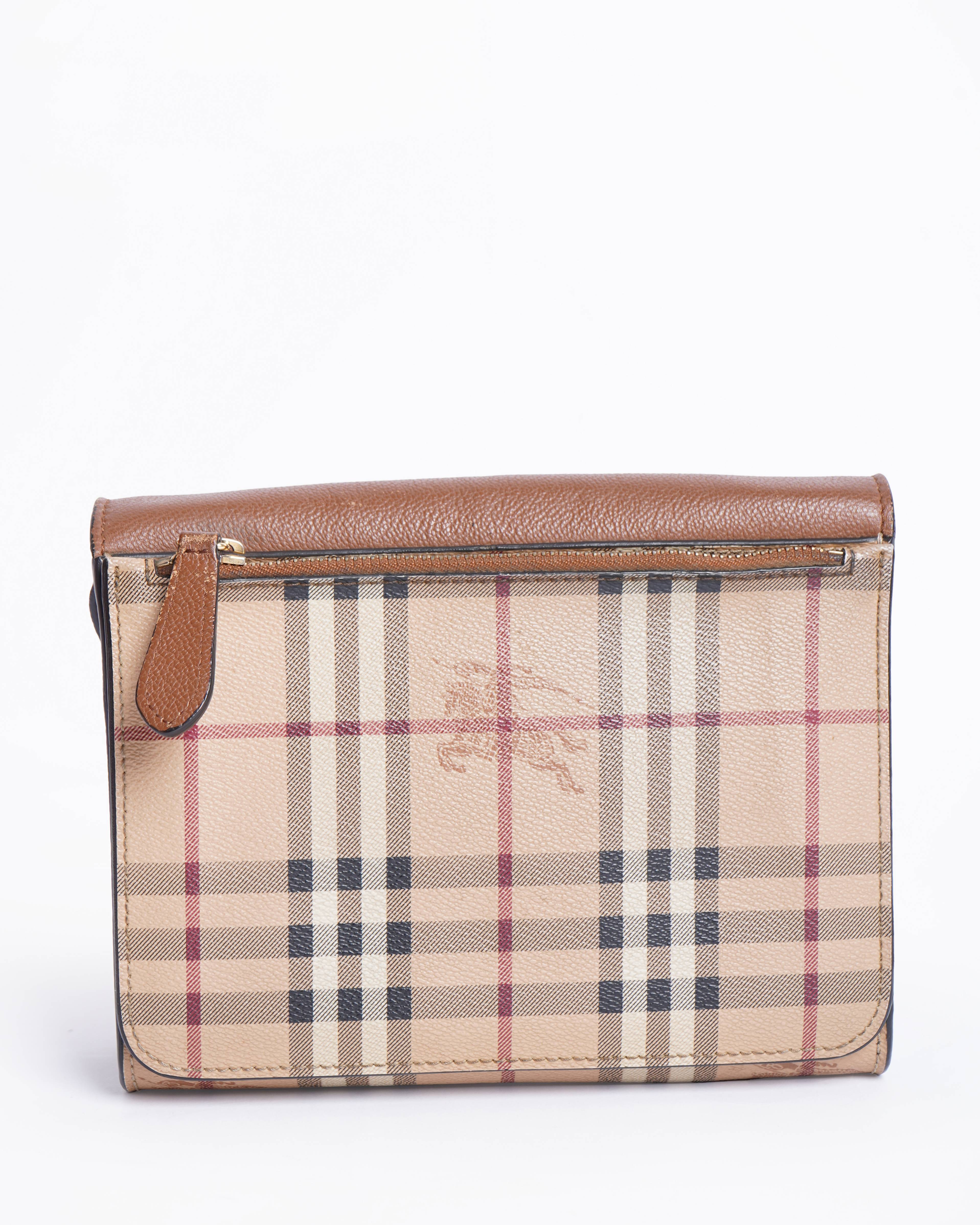 Burberry Loxley Crossbody Bag Haymarket Coated Canvas and Leather Small