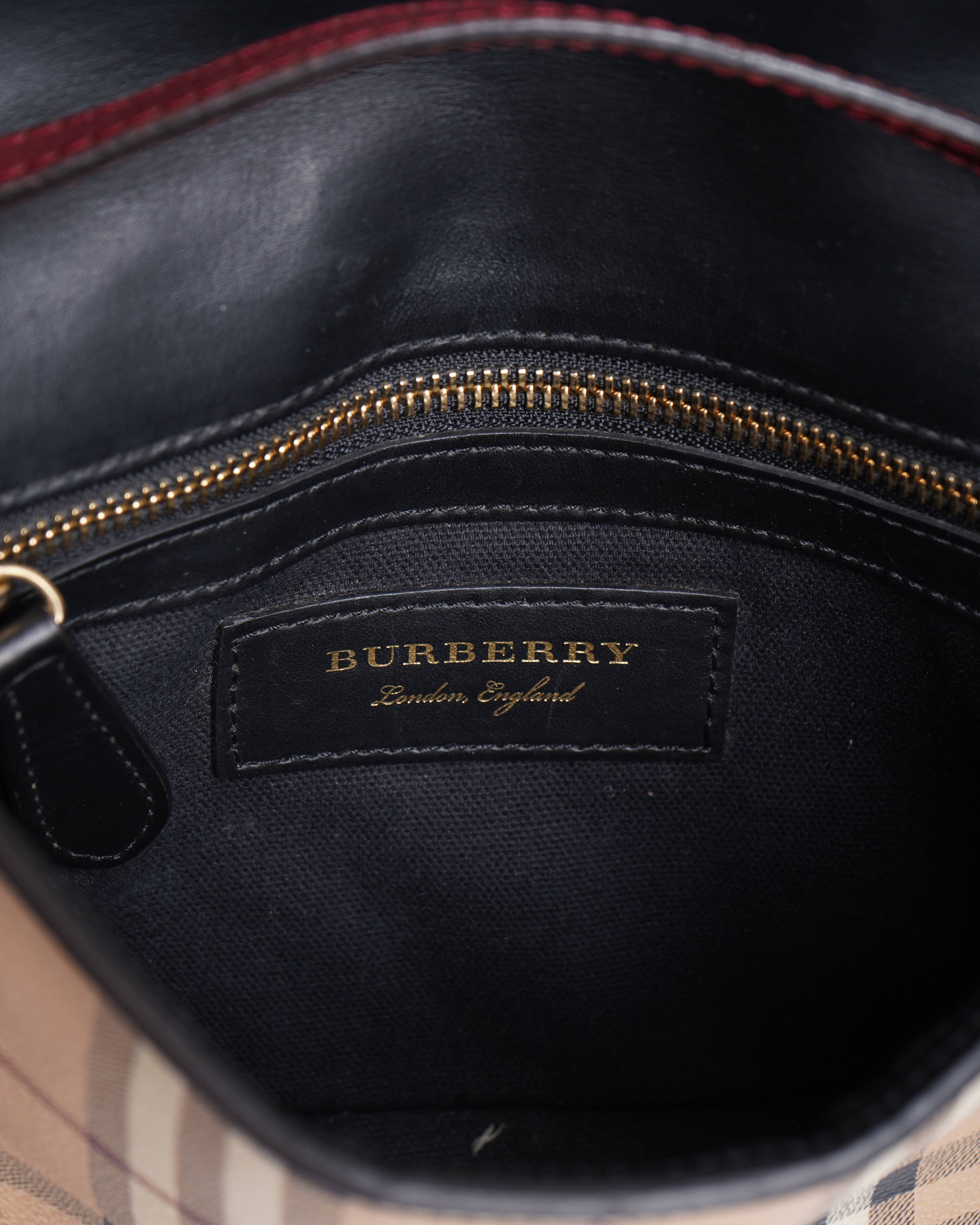 Burberry Loxley Crossbody Bag Haymarket Coated Canvas and Leather Small